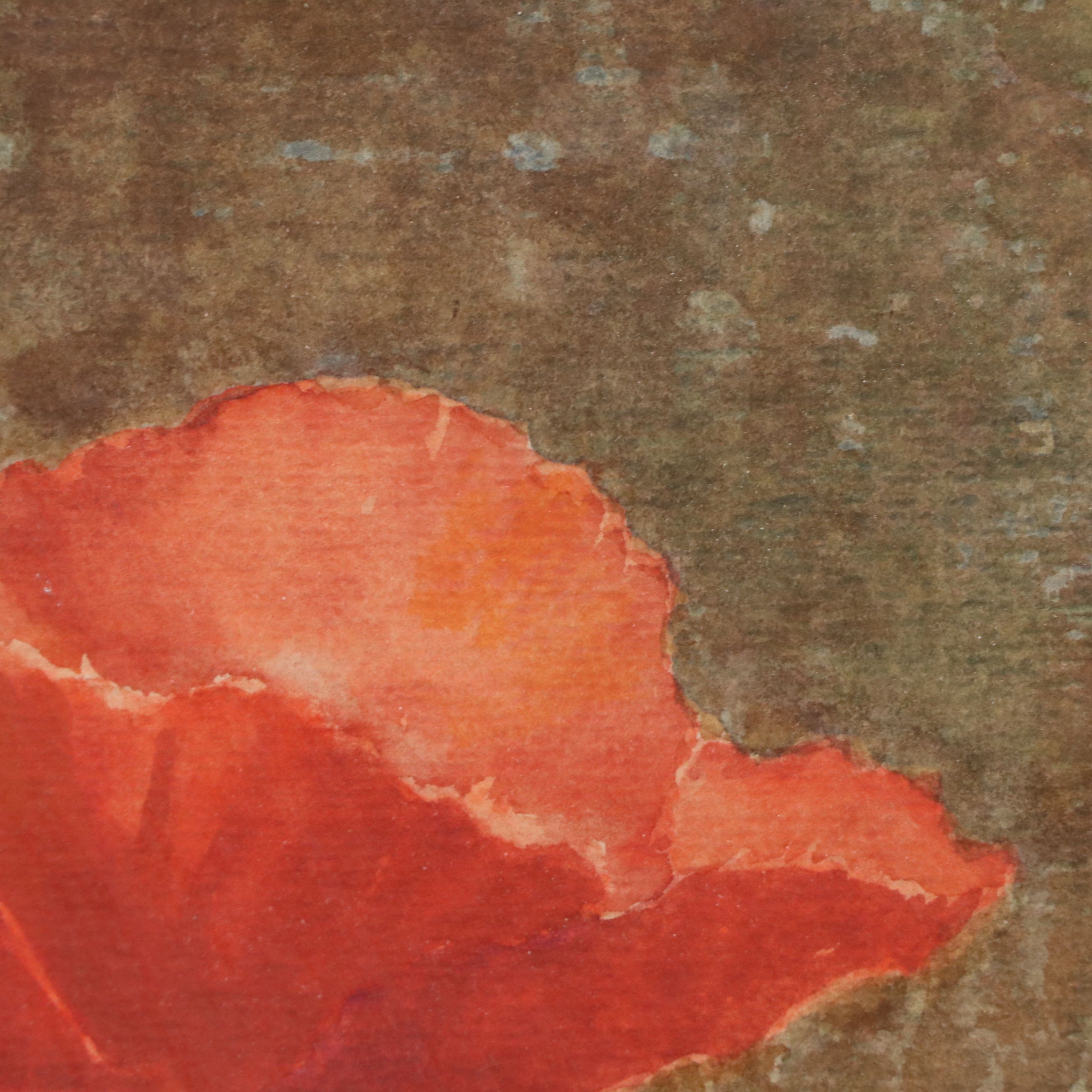 Still Life Watercolor Painting of Vase of Flowers, 20th Century