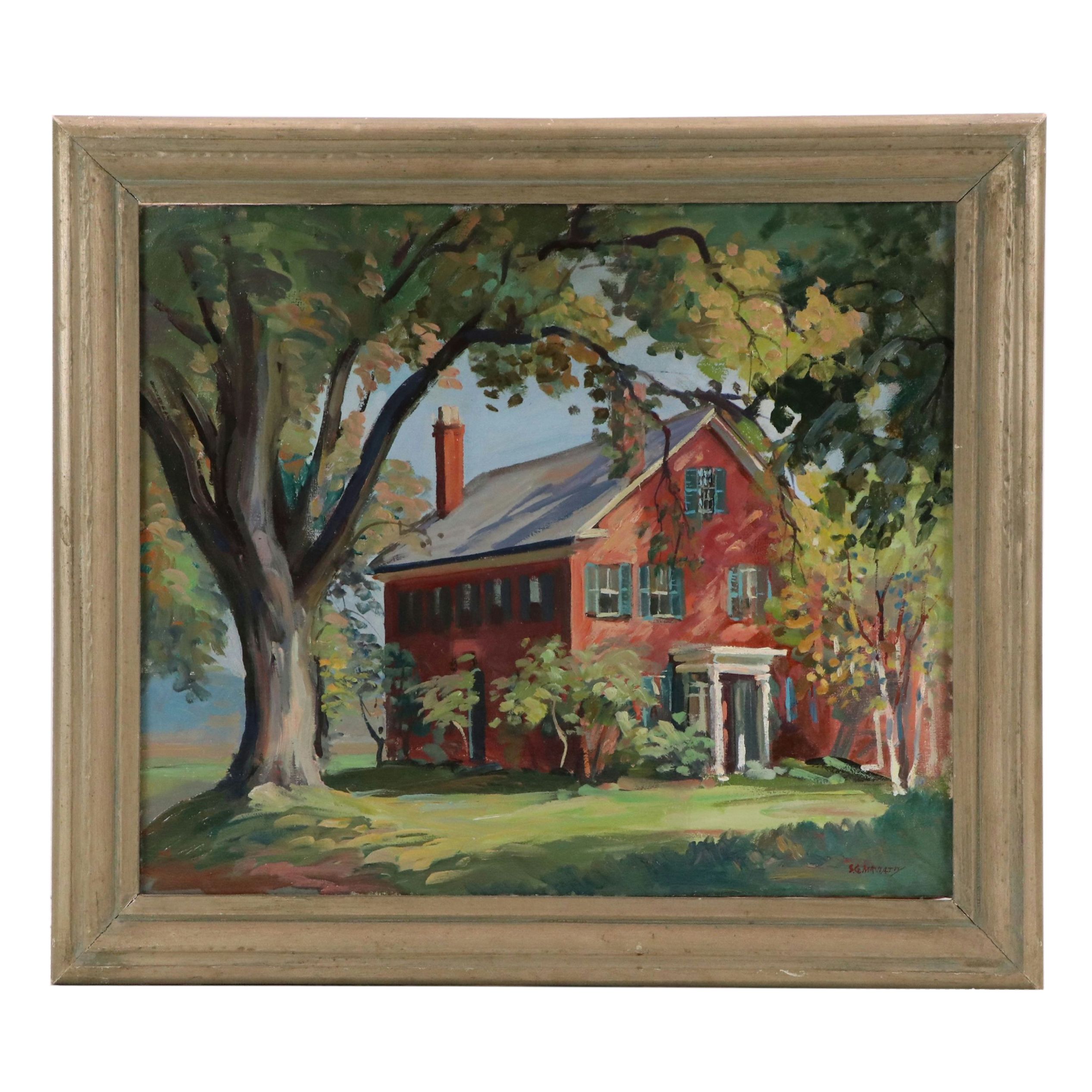 Stephen George Maniatty Oil Painting on Canvas "Wright Home, Deerfield," 1946