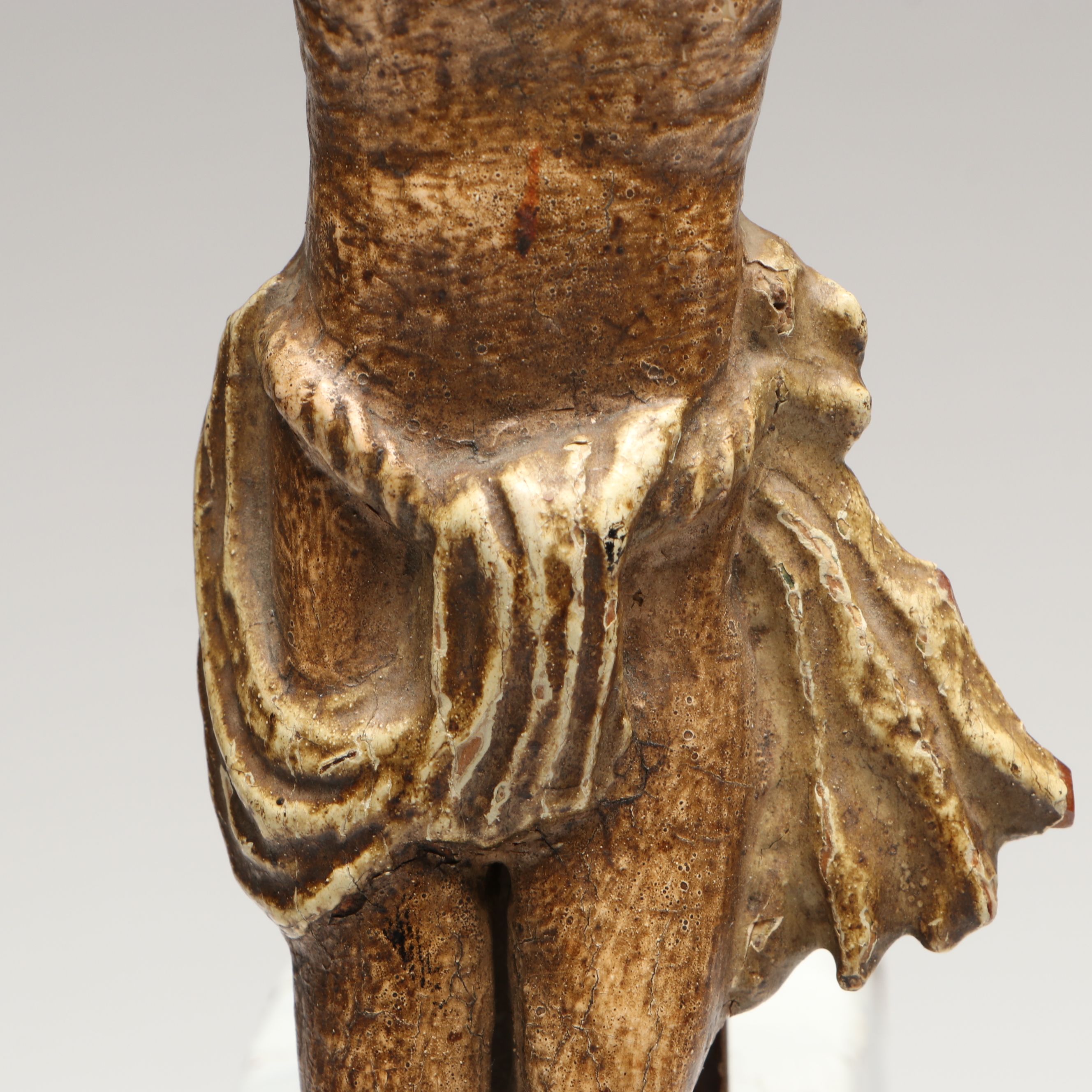 Antique Spanish Colonial Style Polychrome Wood Corpus Christi Crucifix