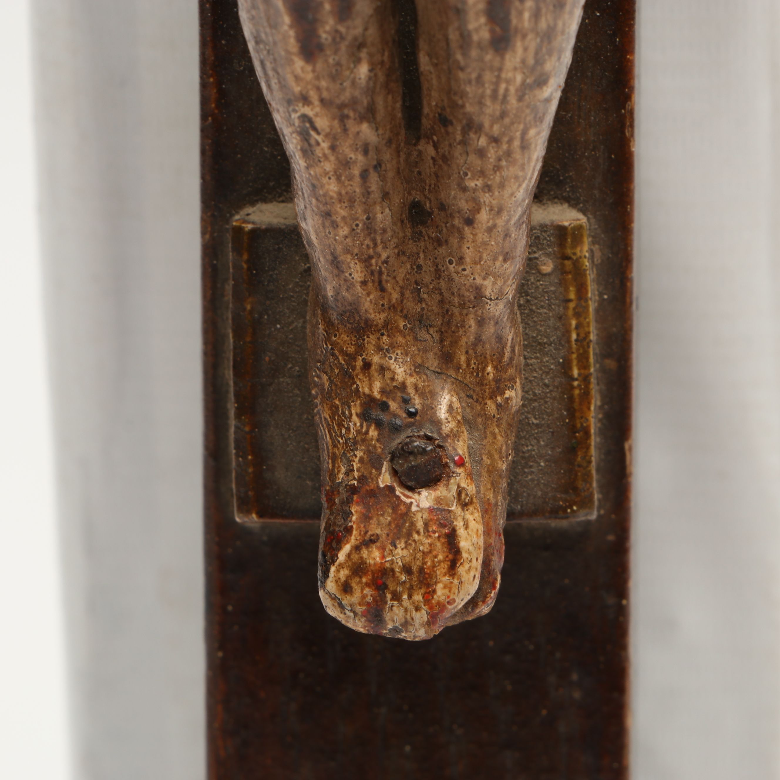 Antique Spanish Colonial Style Polychrome Wood Corpus Christi Crucifix