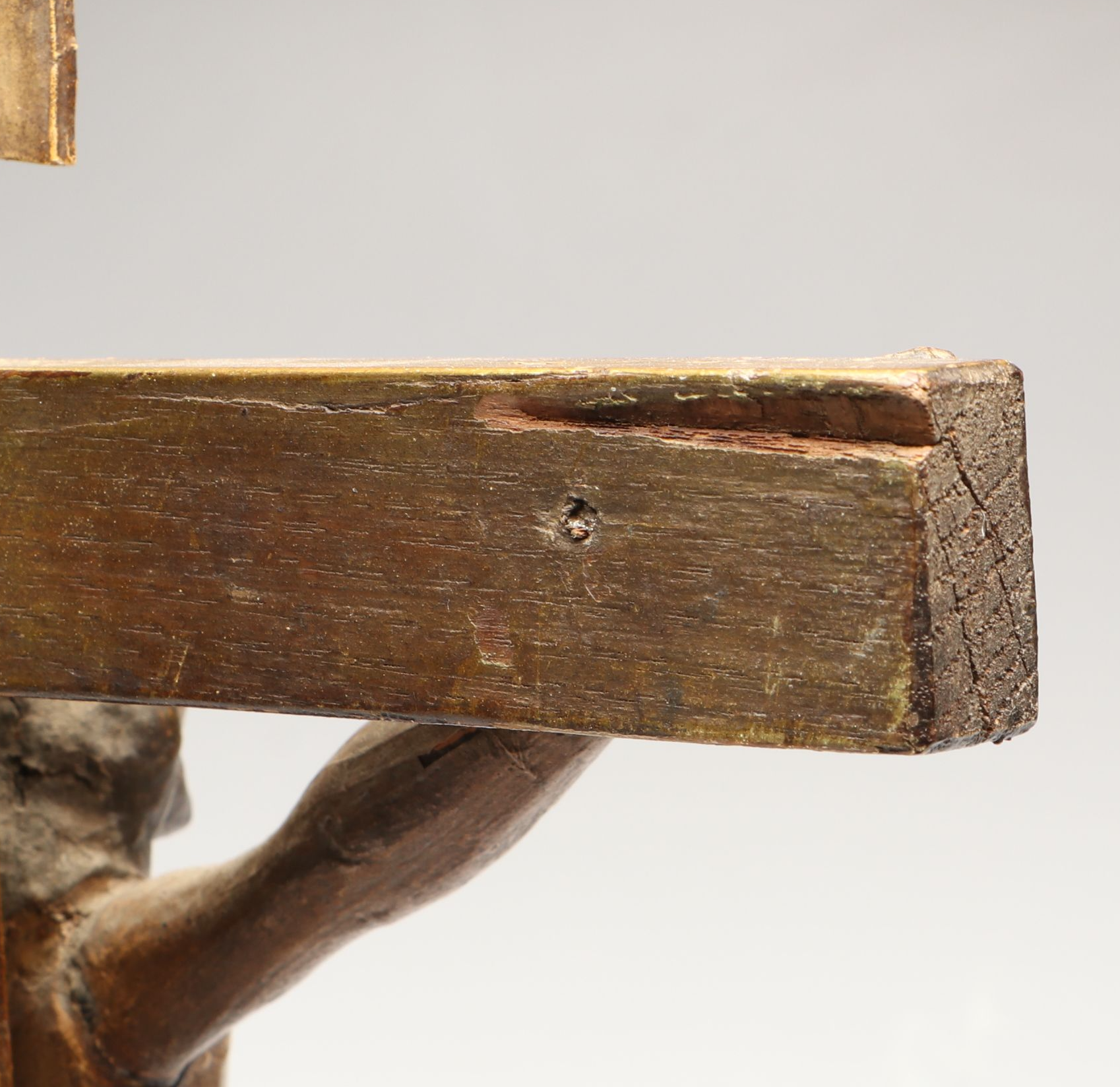 Antique Spanish Colonial Style Polychrome Wood Corpus Christi Crucifix