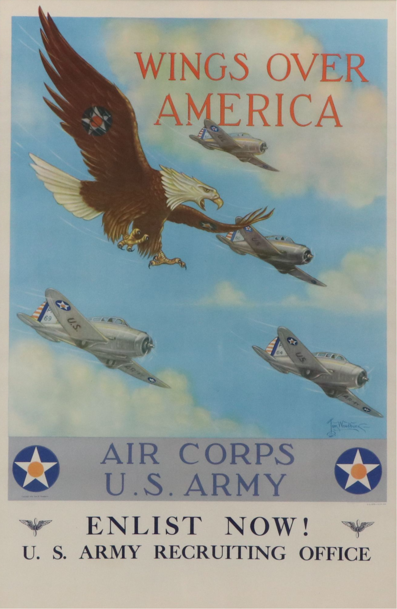 Tom Woodburn Offset Lithograph "Wings Over America," Circa 1939