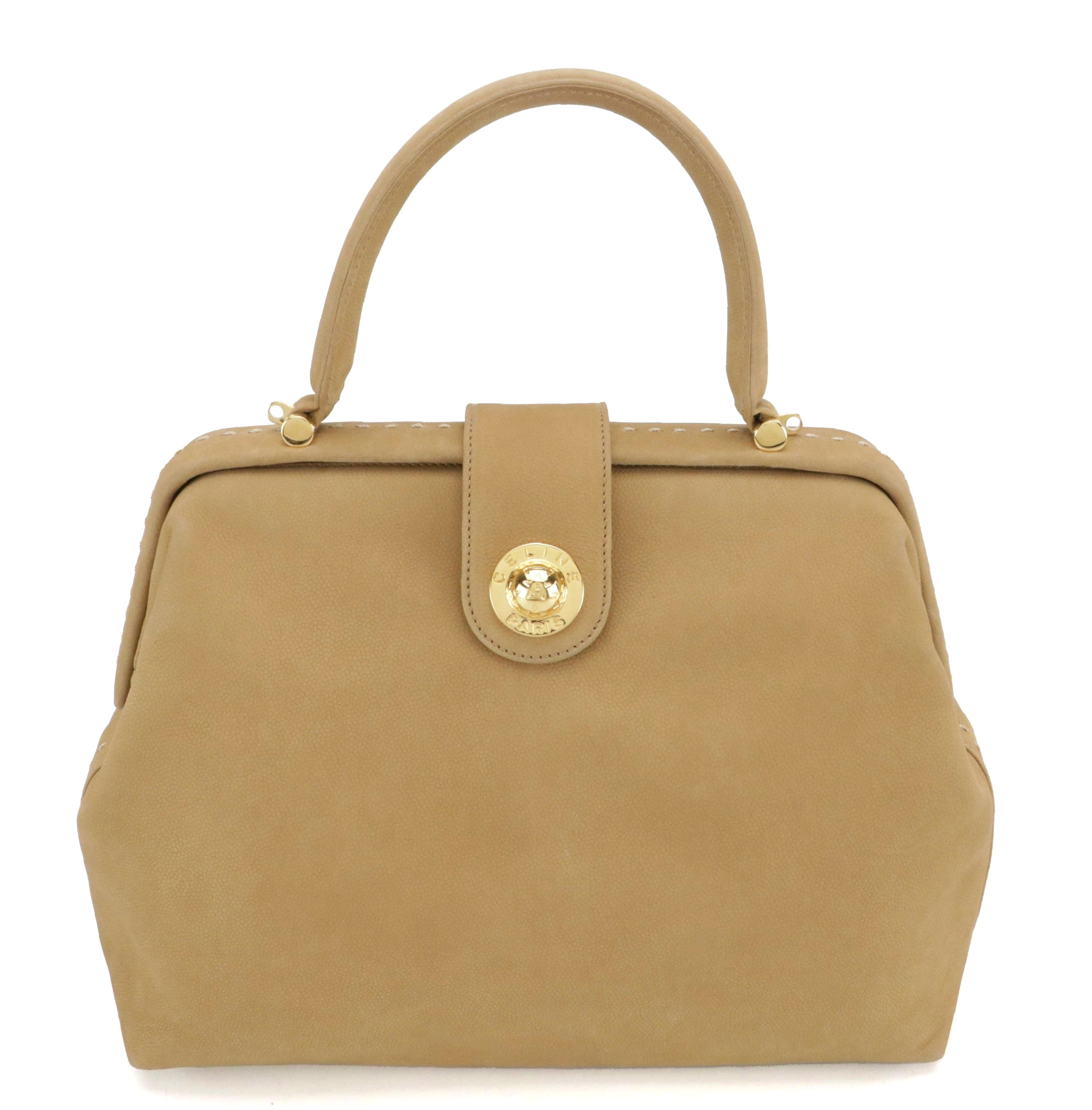 Celine Top Handle Two-Way Doctor Style Satchel in Tan Deerskin