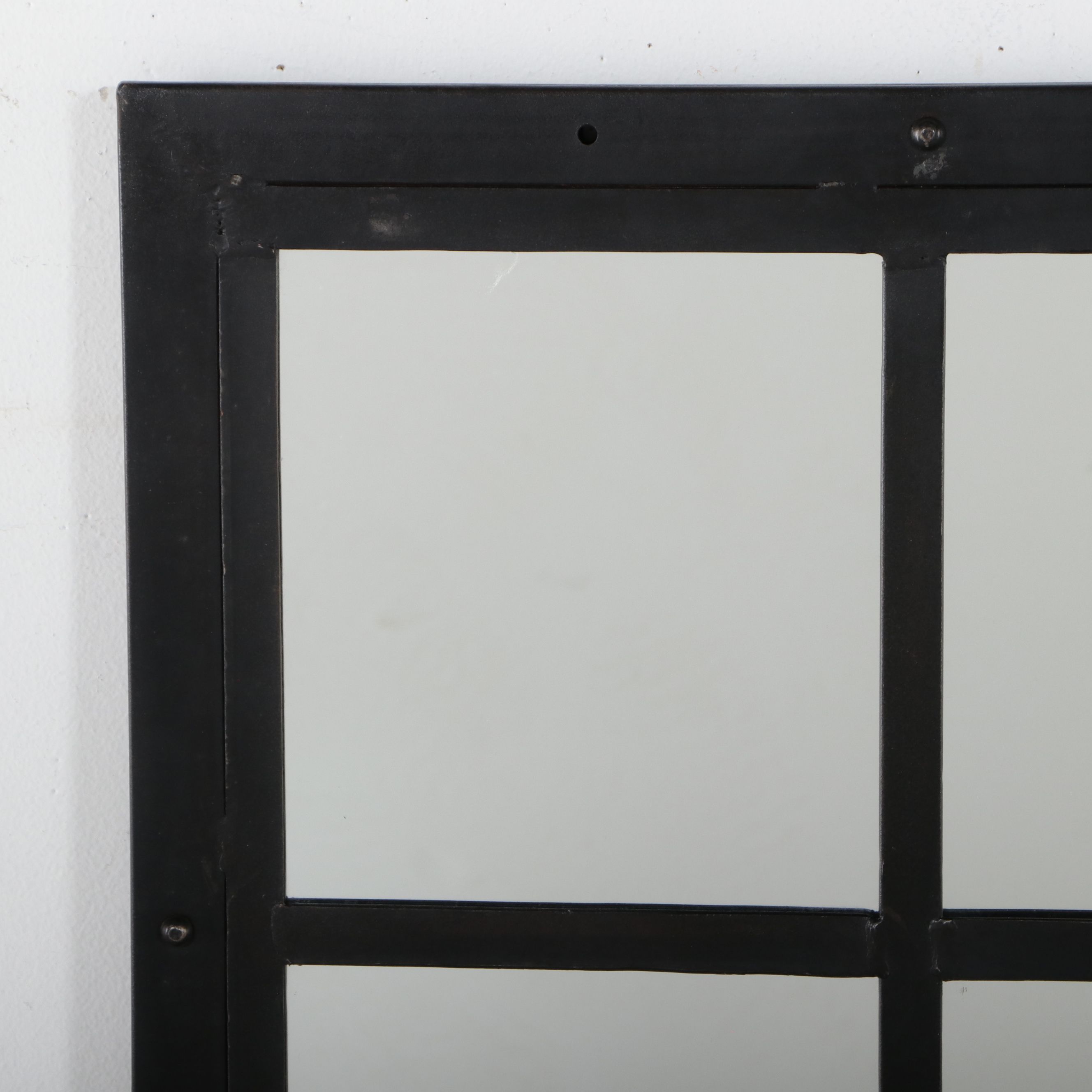 Contemporary Black Metal Window Wall Mirror