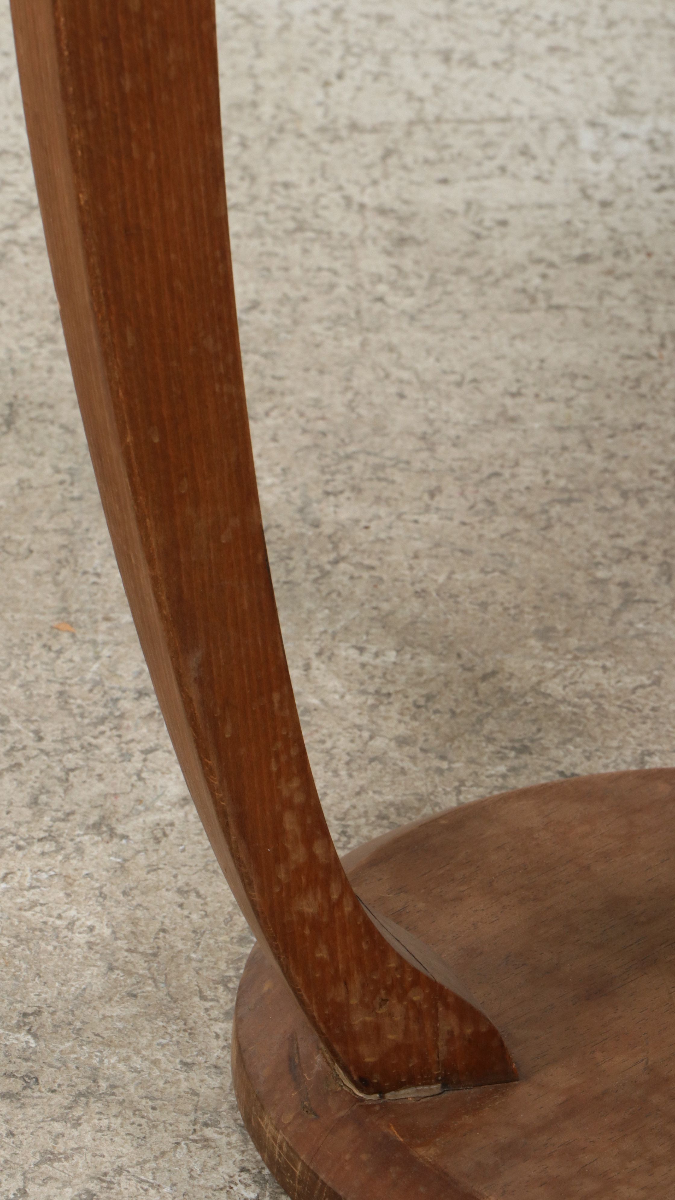 Leather-Wrapped Oak Side Table, Late 20th Century