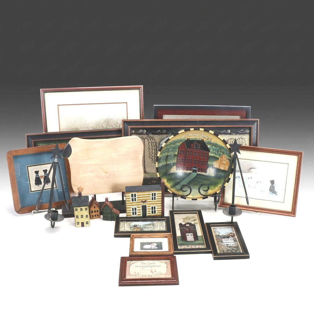 Framed Embroidery, Iron Candleholders and More Folk Art Home Décor