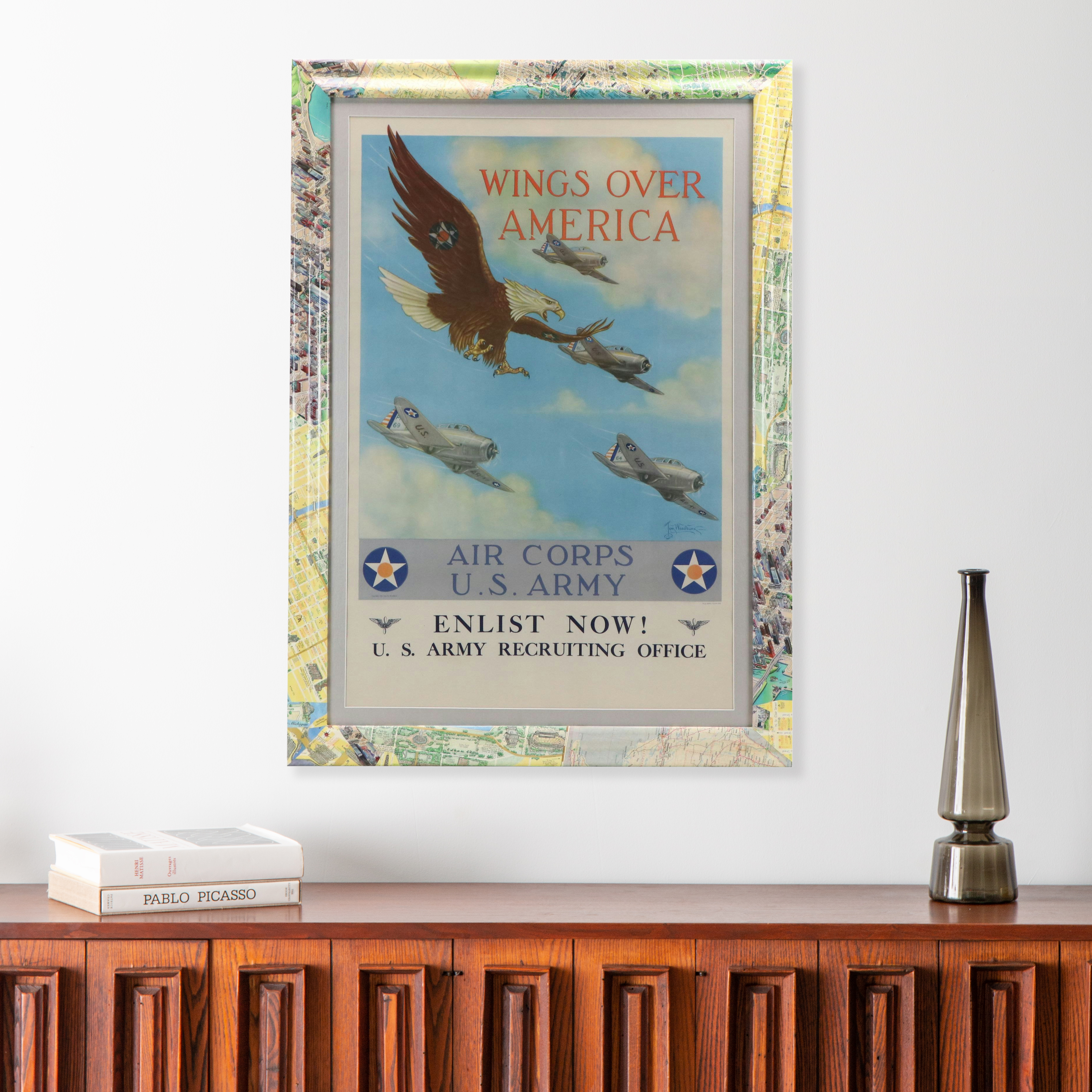 Tom Woodburn Offset Lithograph "Wings Over America," Circa 1939