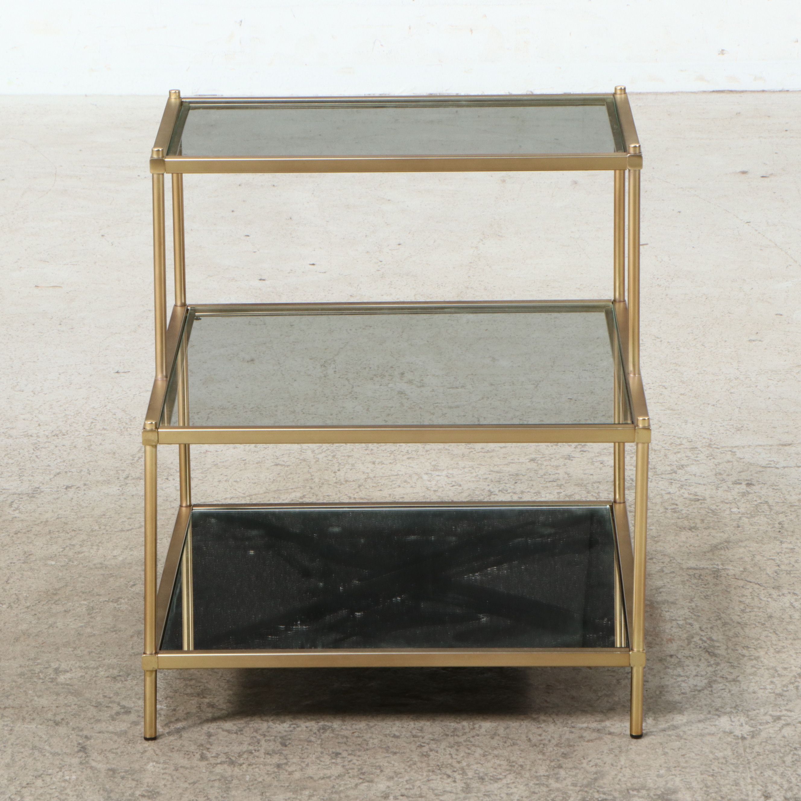 Mid Century Modern Style Three-Tiered Brass End Table