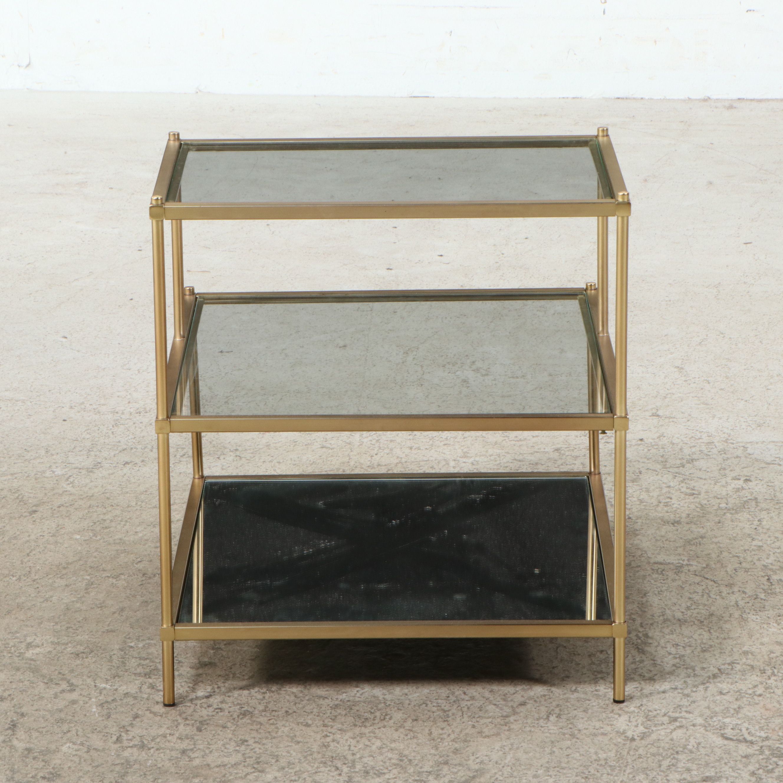 Mid Century Modern Style Three-Tiered Brass End Table