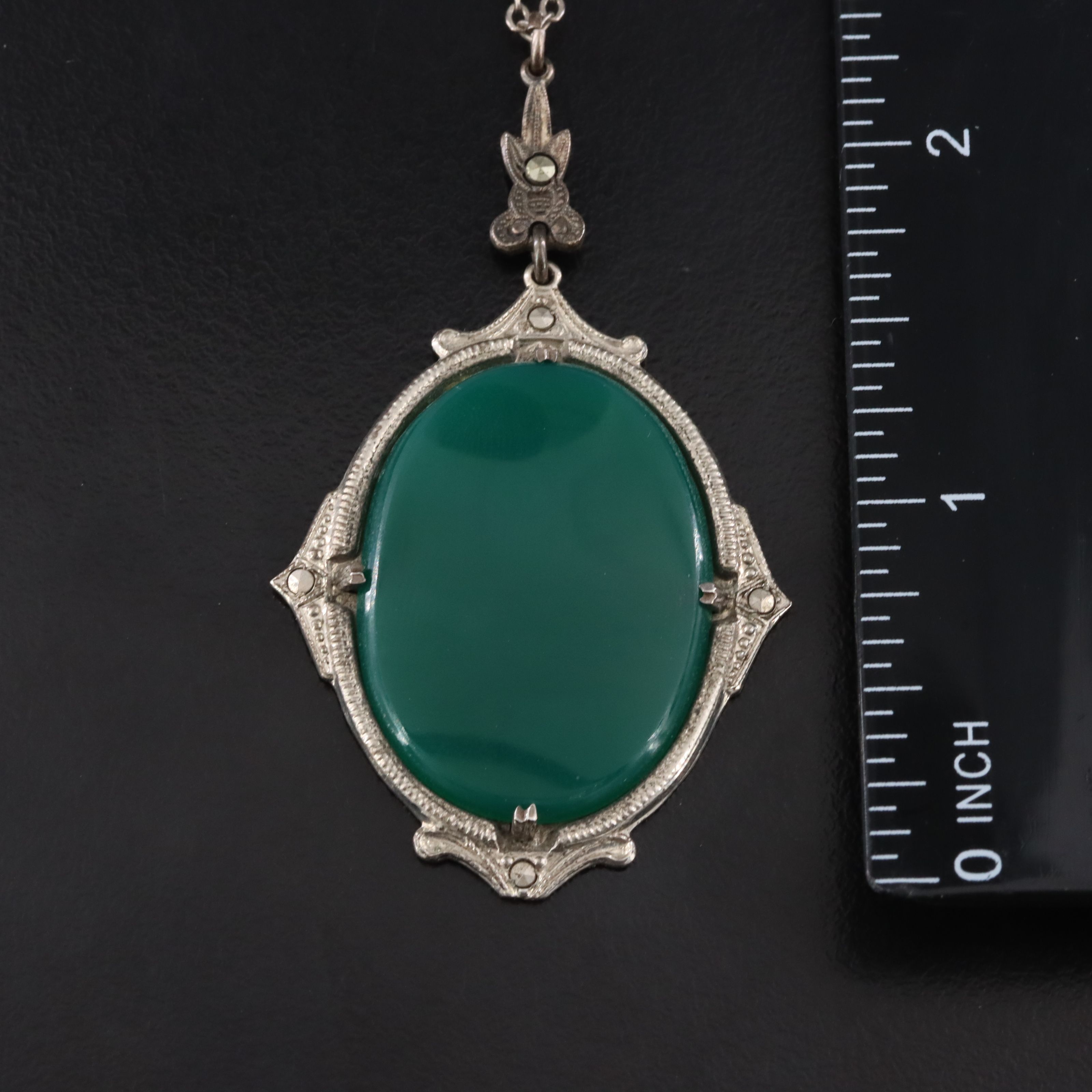 Art Deco Necklaces Including Sterling, Chalcedony and French Jet