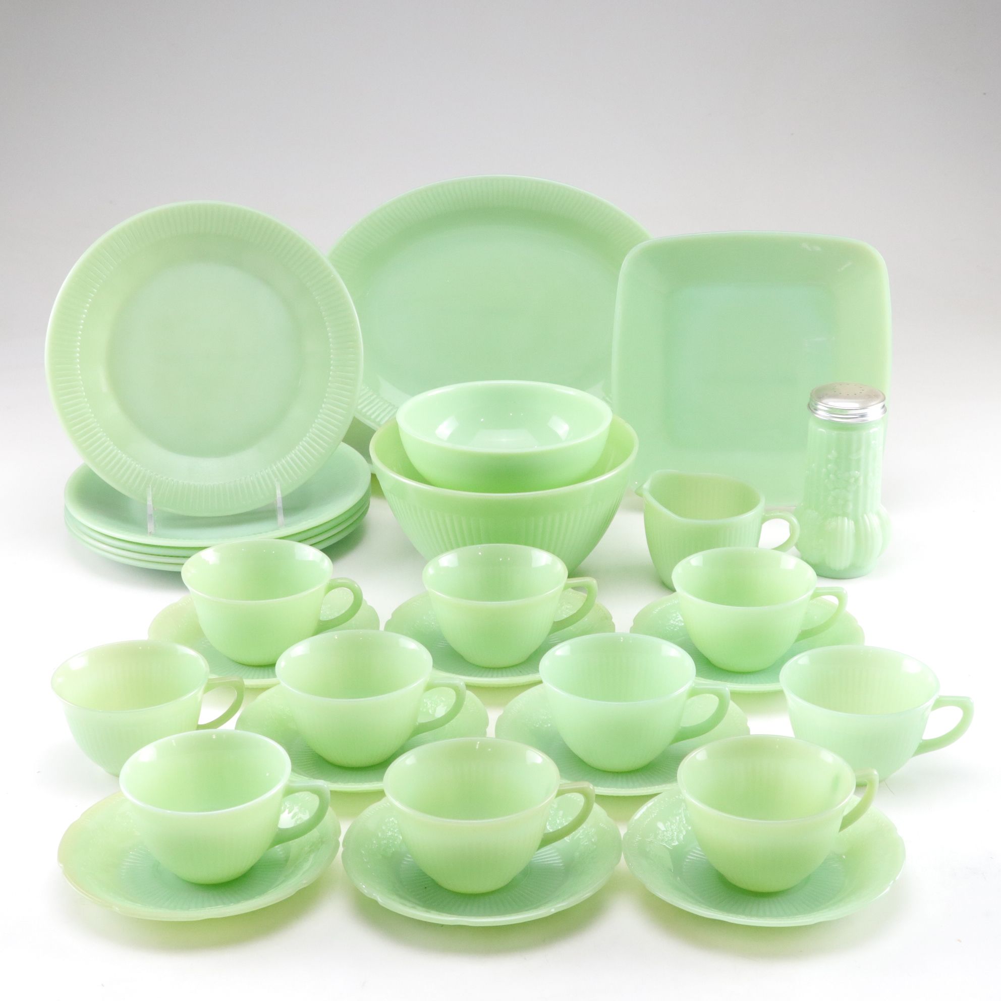 Anchor Hocking "Jane Ray Jade Ite" Cups, Dinner Plates and More