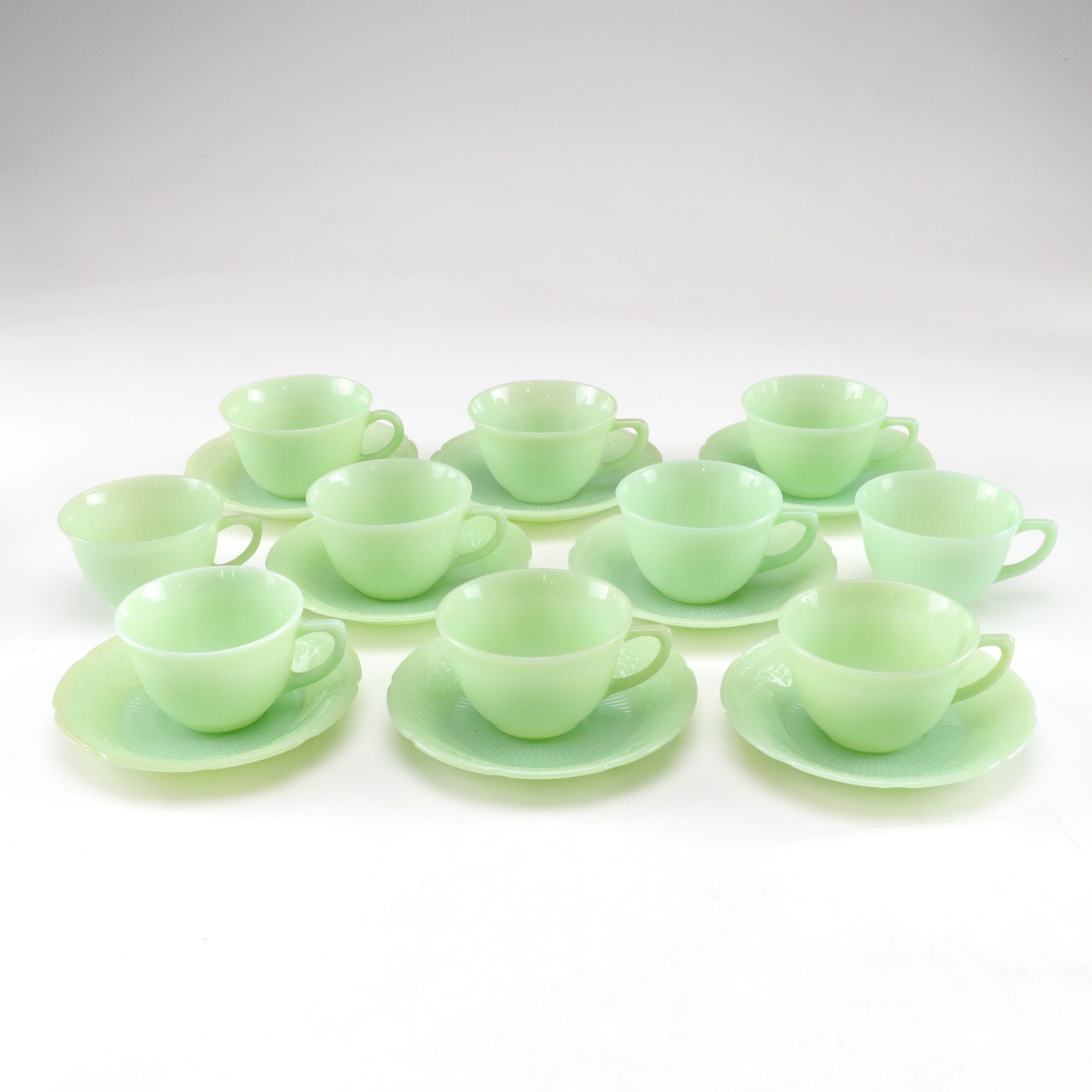 Anchor Hocking "Jane Ray Jade Ite" Cups, Dinner Plates and More