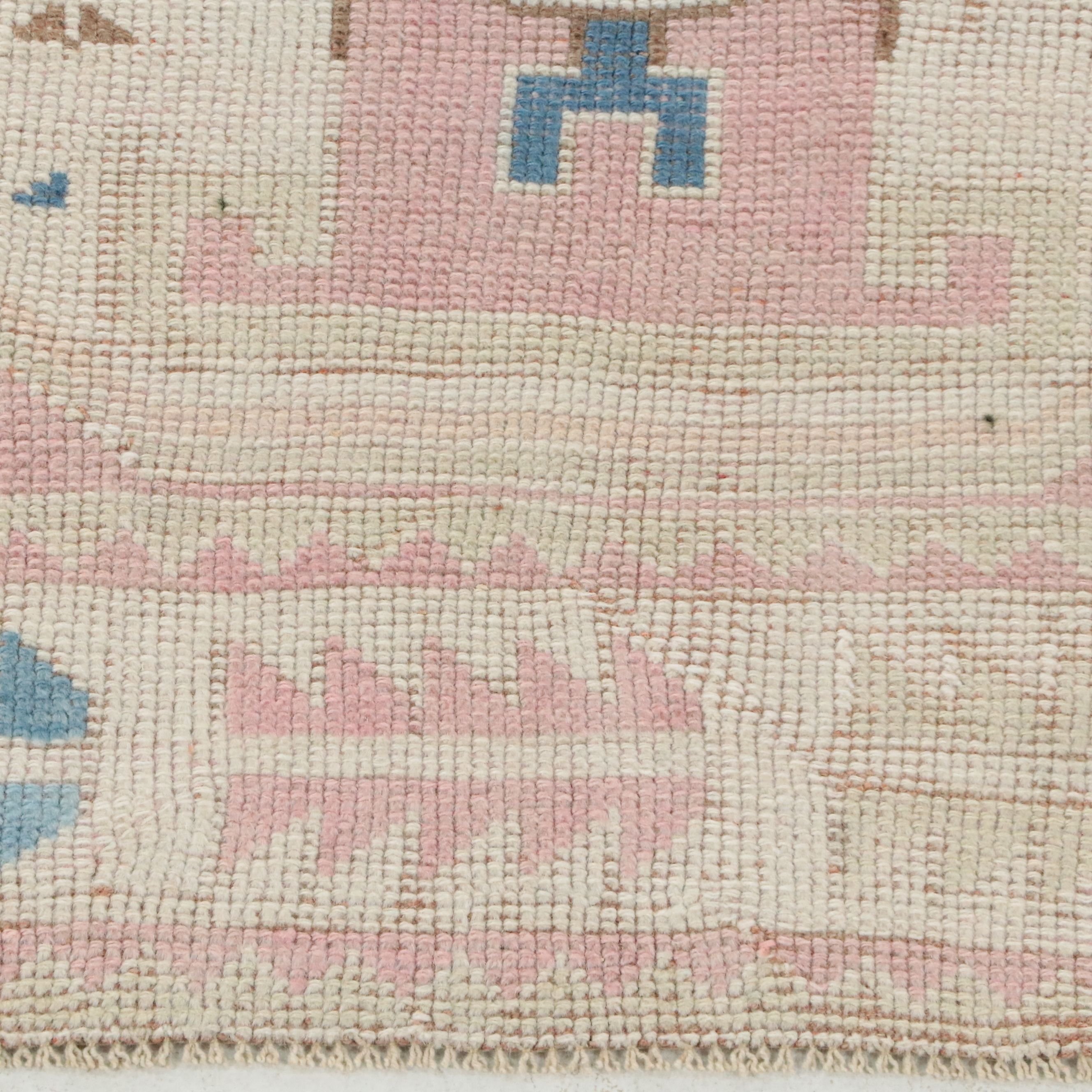 4'1 x 6'7 Hand-Knotted Turkish Oushak Area Rug