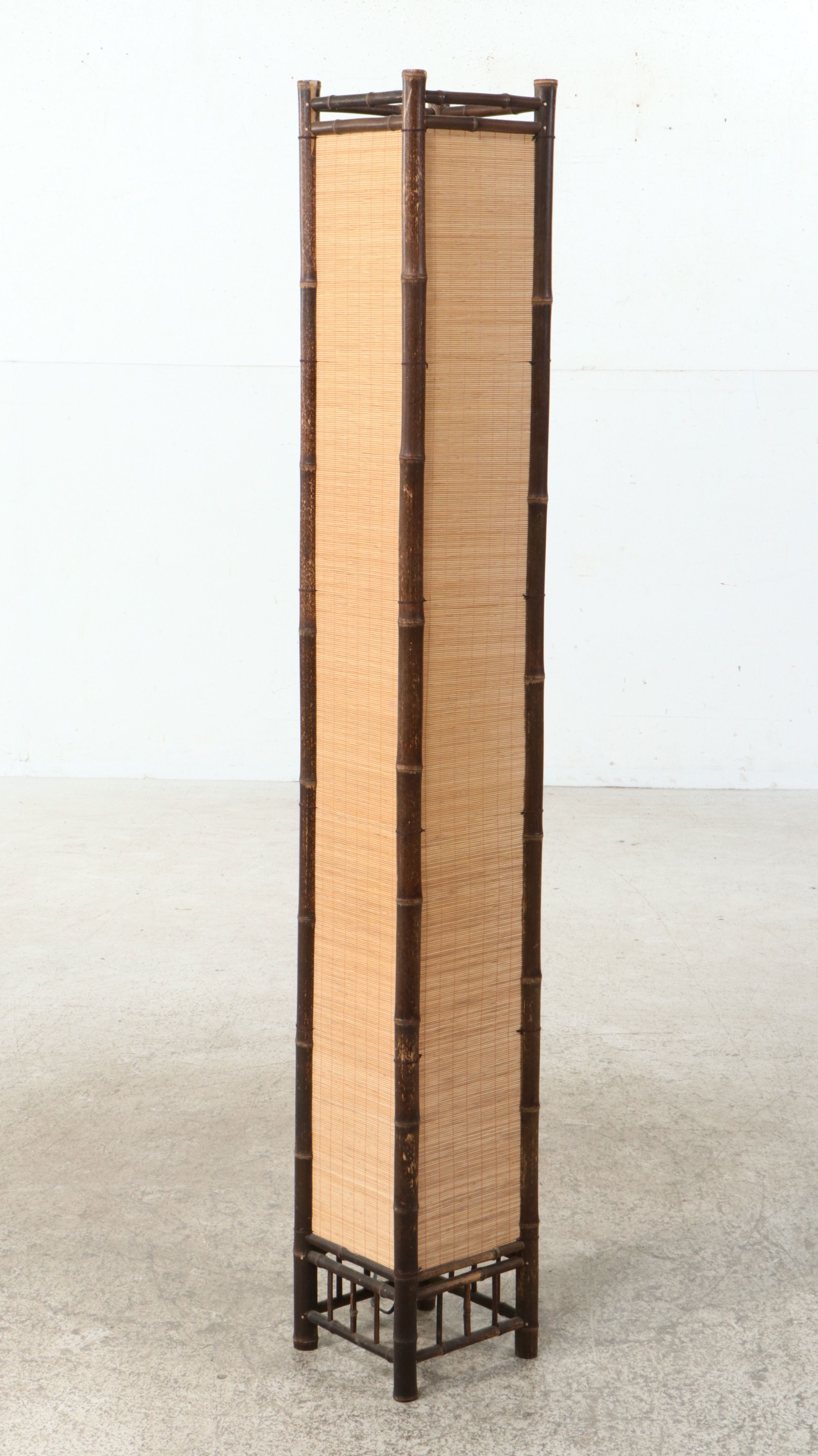 Japanese Tatami Style and Bamboo Frame Floor Lamp, Vintage