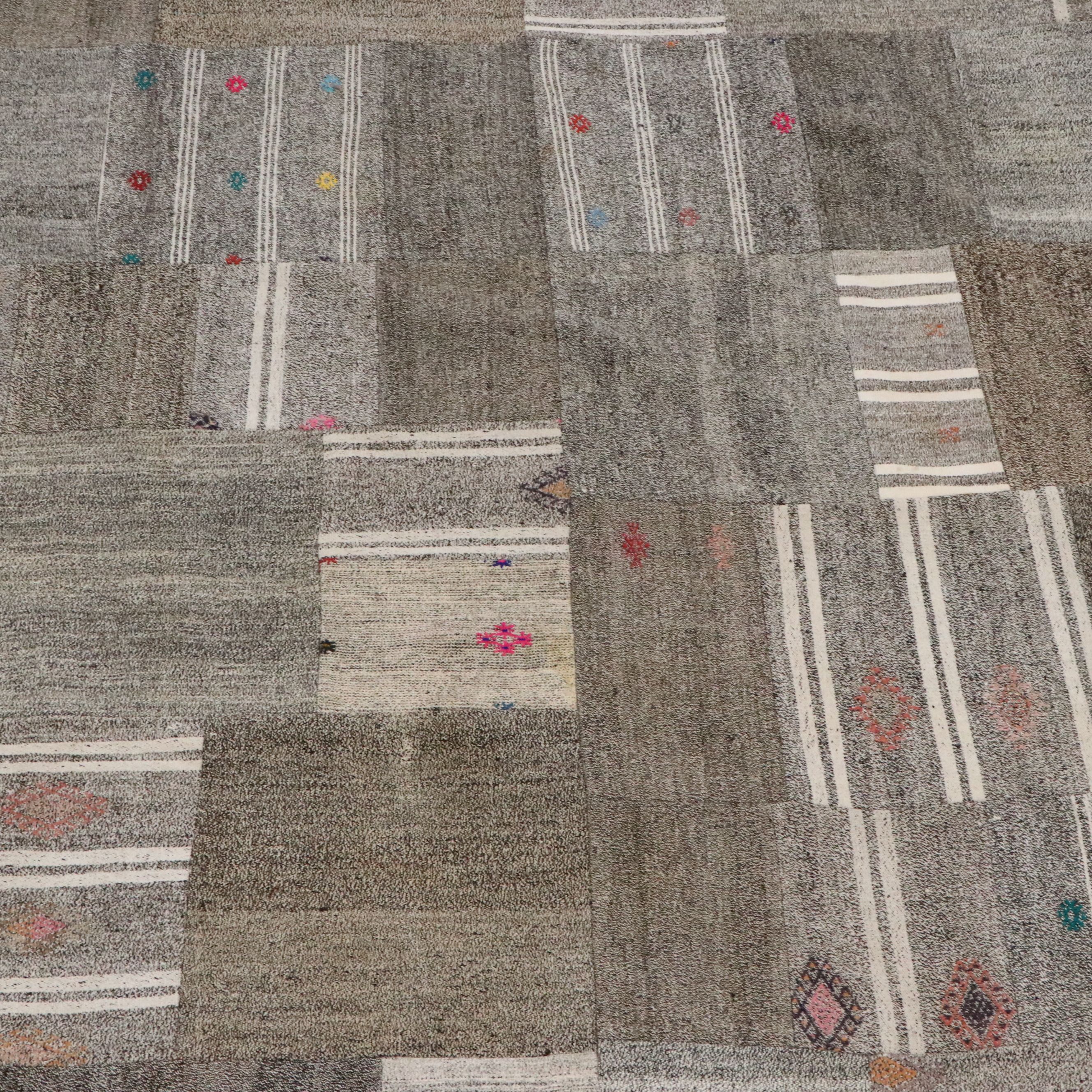 9'8 x 13'2 Handmade Turkish Patchwork Room-Sized Rug