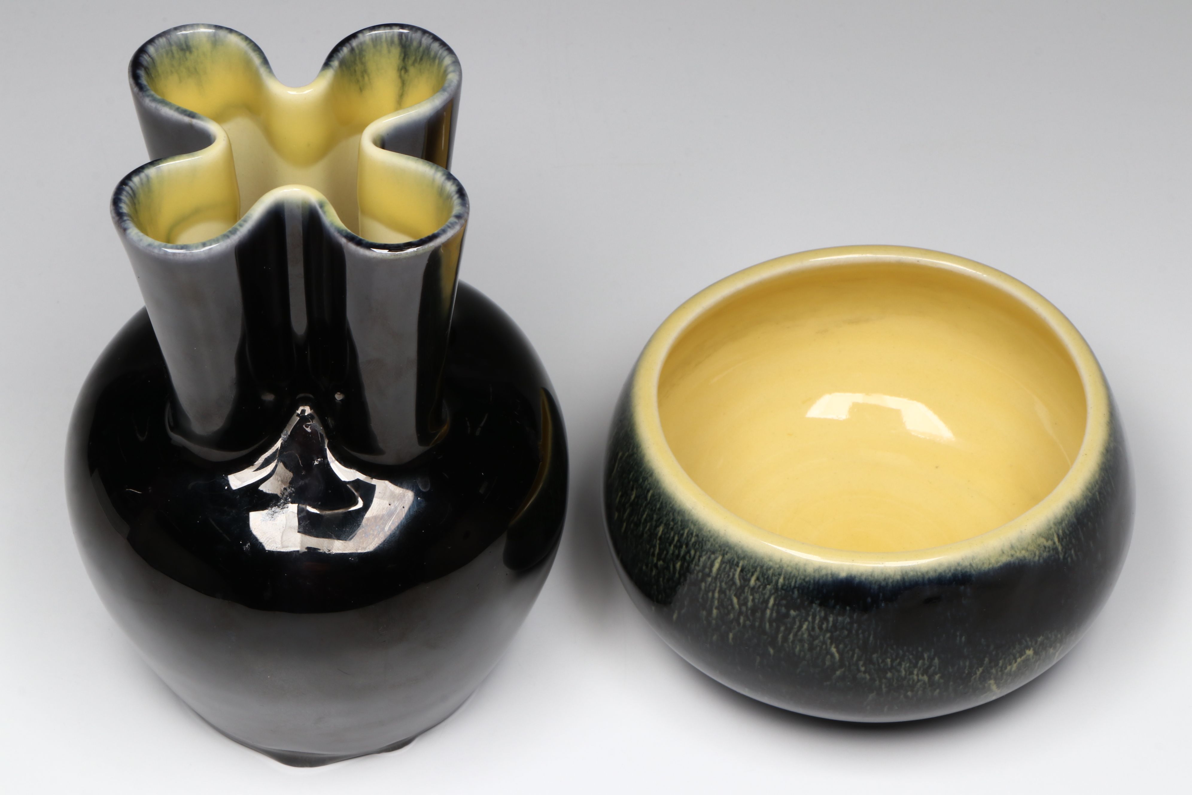 Rookwood Pottery Quatrefoil Vase and Sugar Bowl, Early to Mid-20th Century