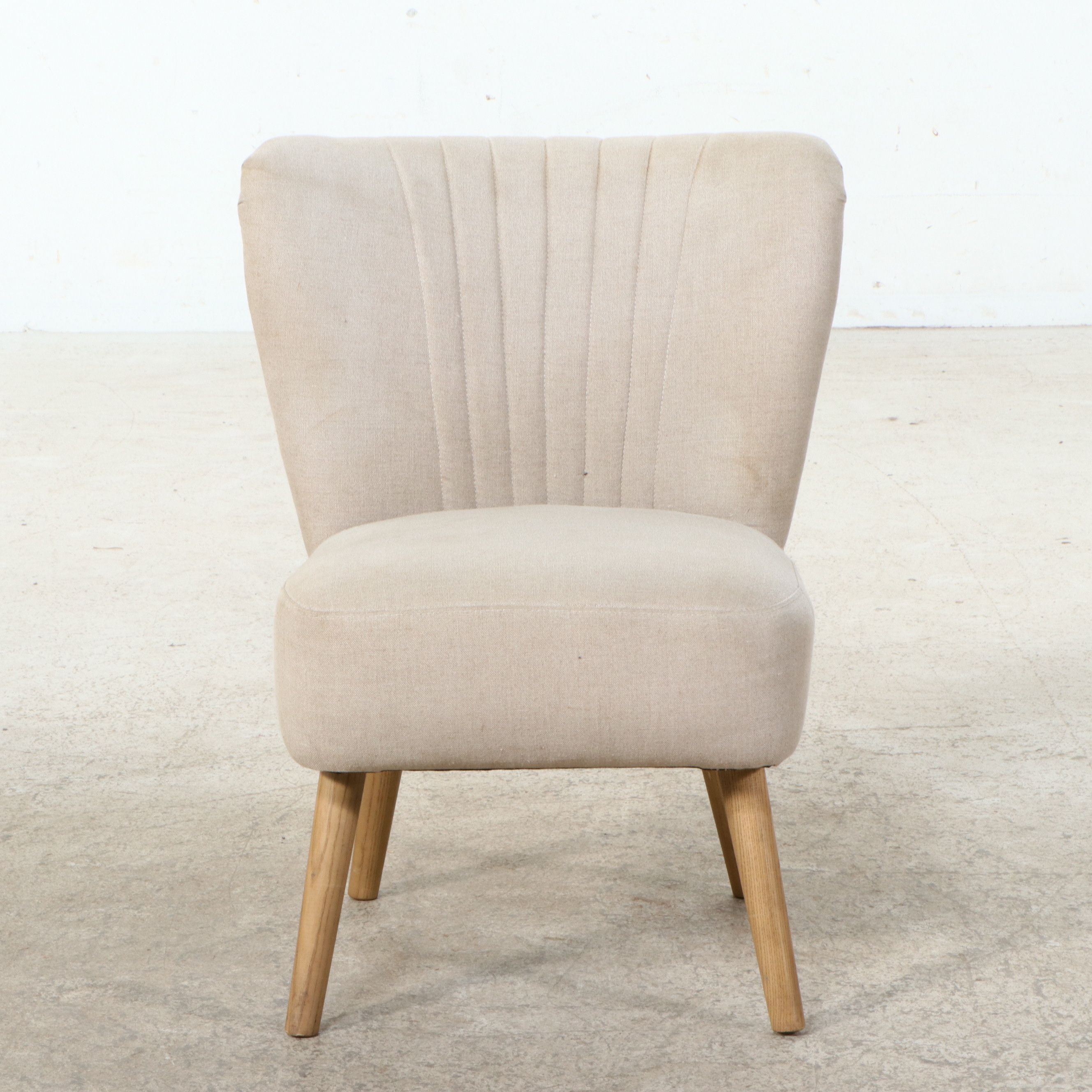 Modern Channel-Tufted Upholstered Slipper Chair