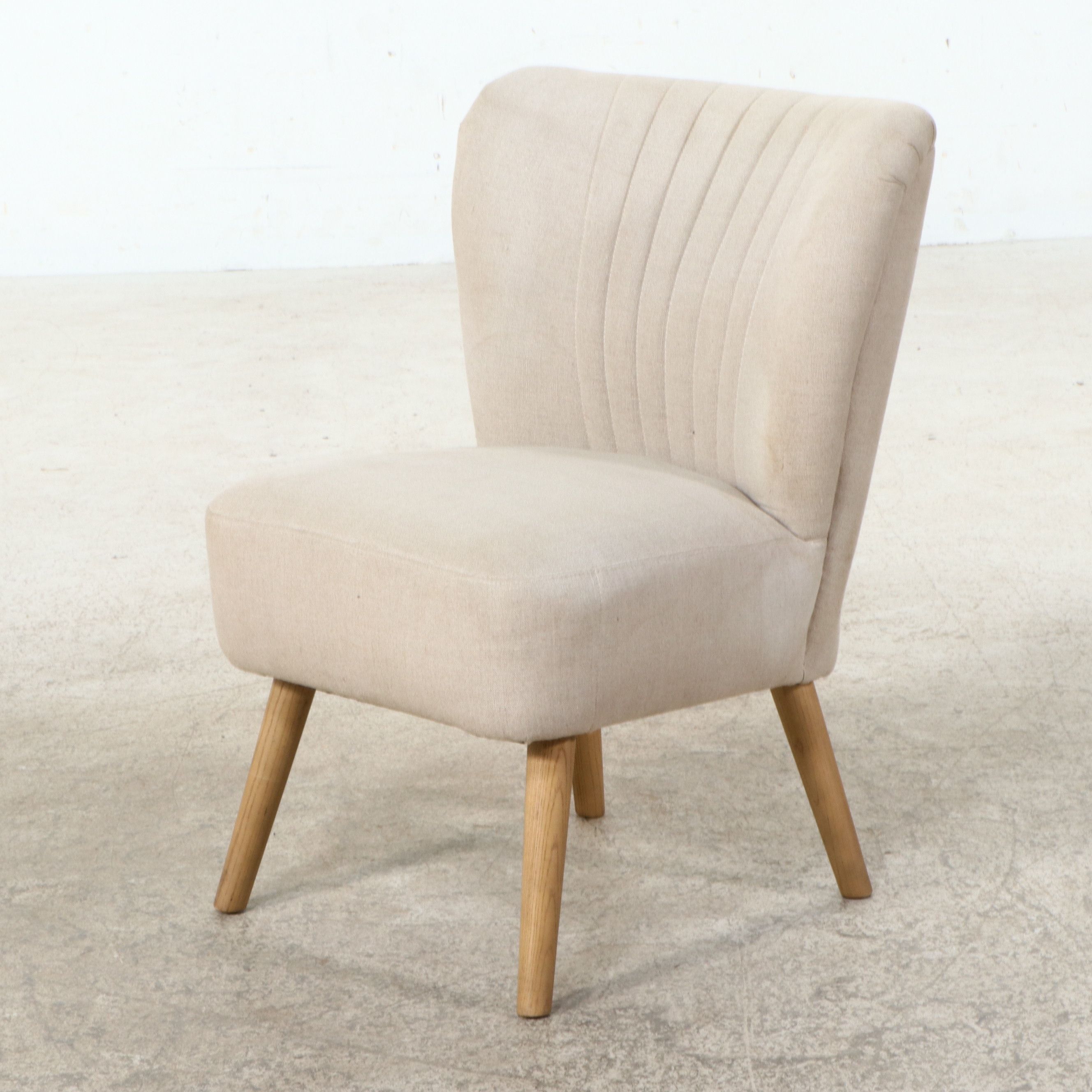 Modern Channel-Tufted Upholstered Slipper Chair