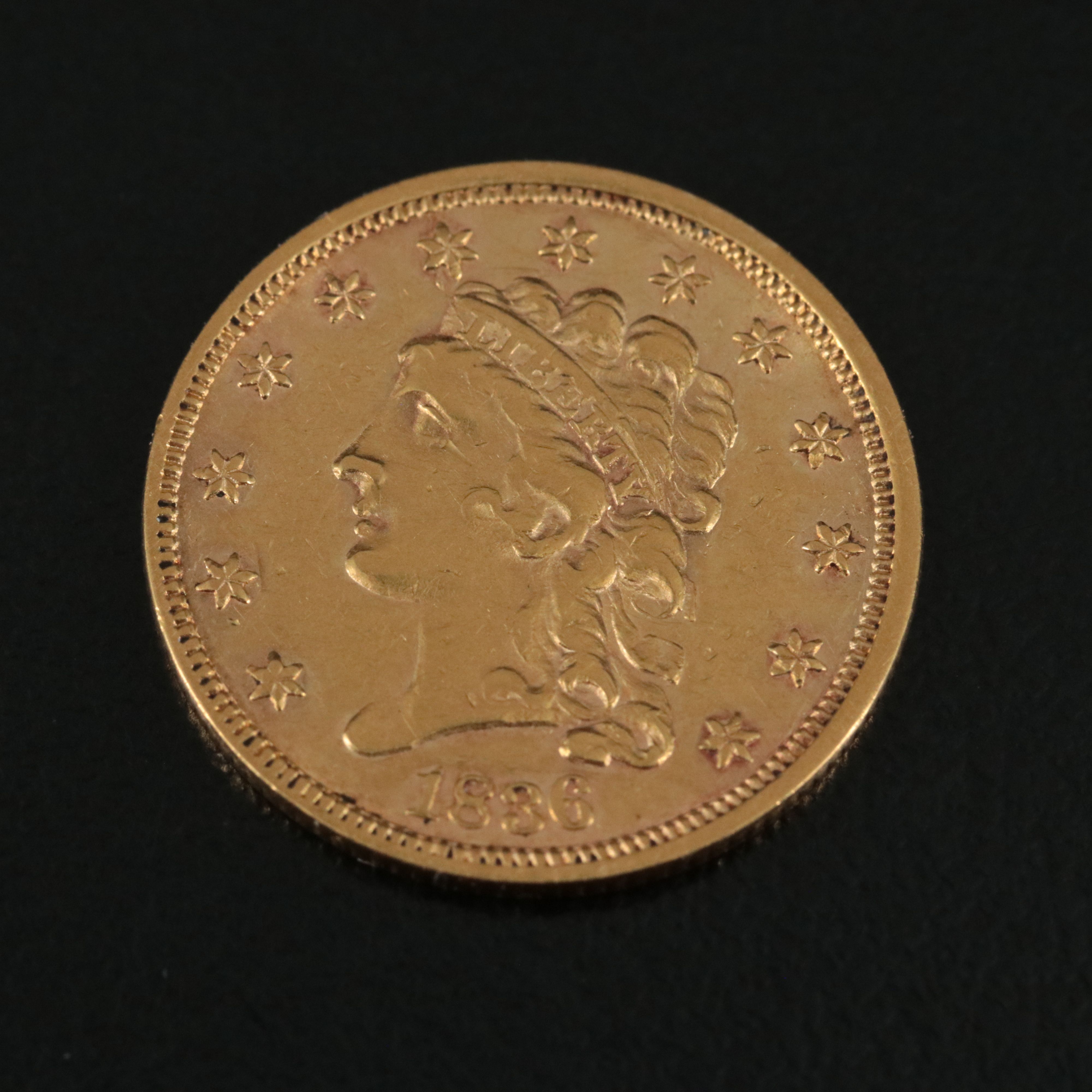 1836 U.S. Classic Head Two and One Half Dollar Gold Coin