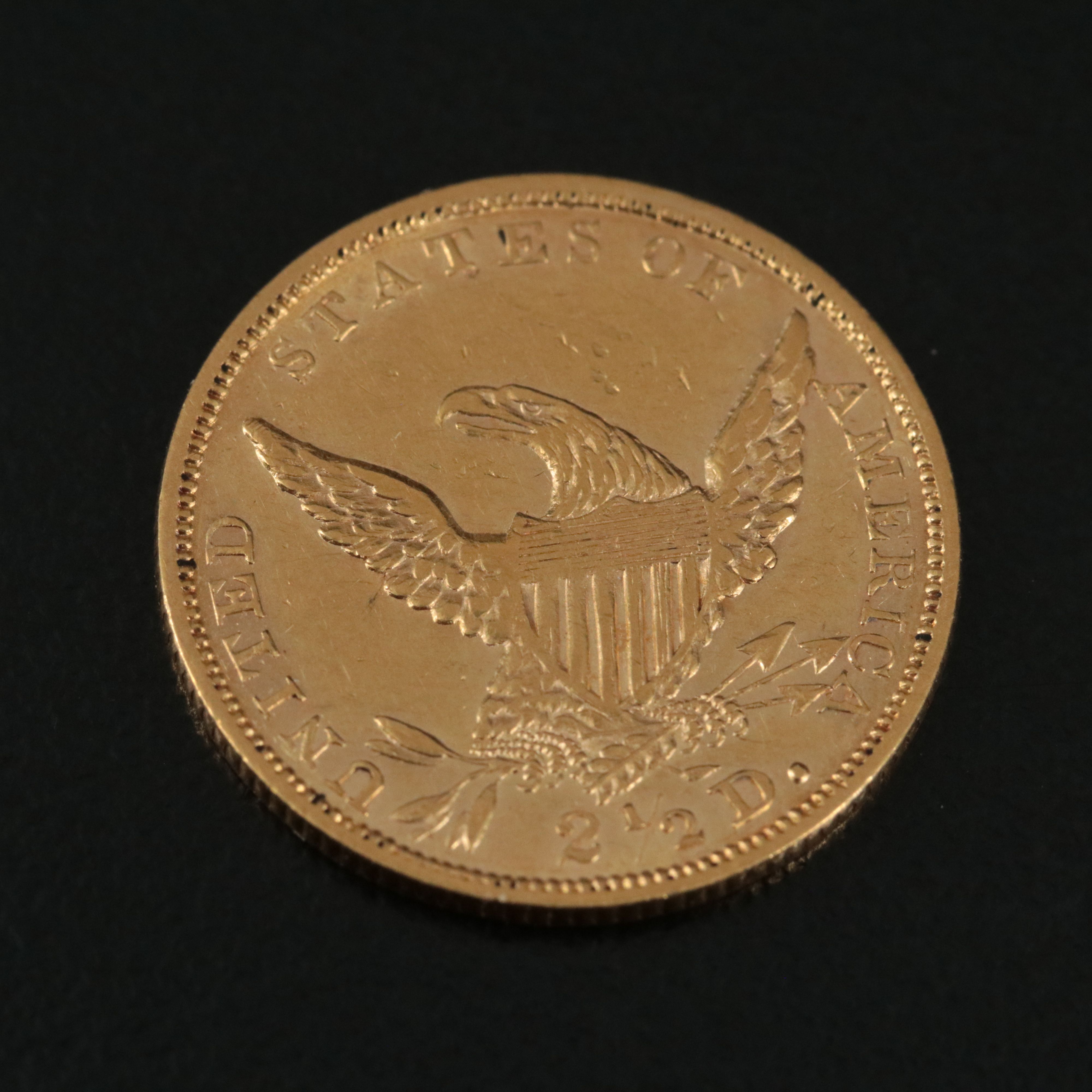 1836 U.S. Classic Head Two and One Half Dollar Gold Coin