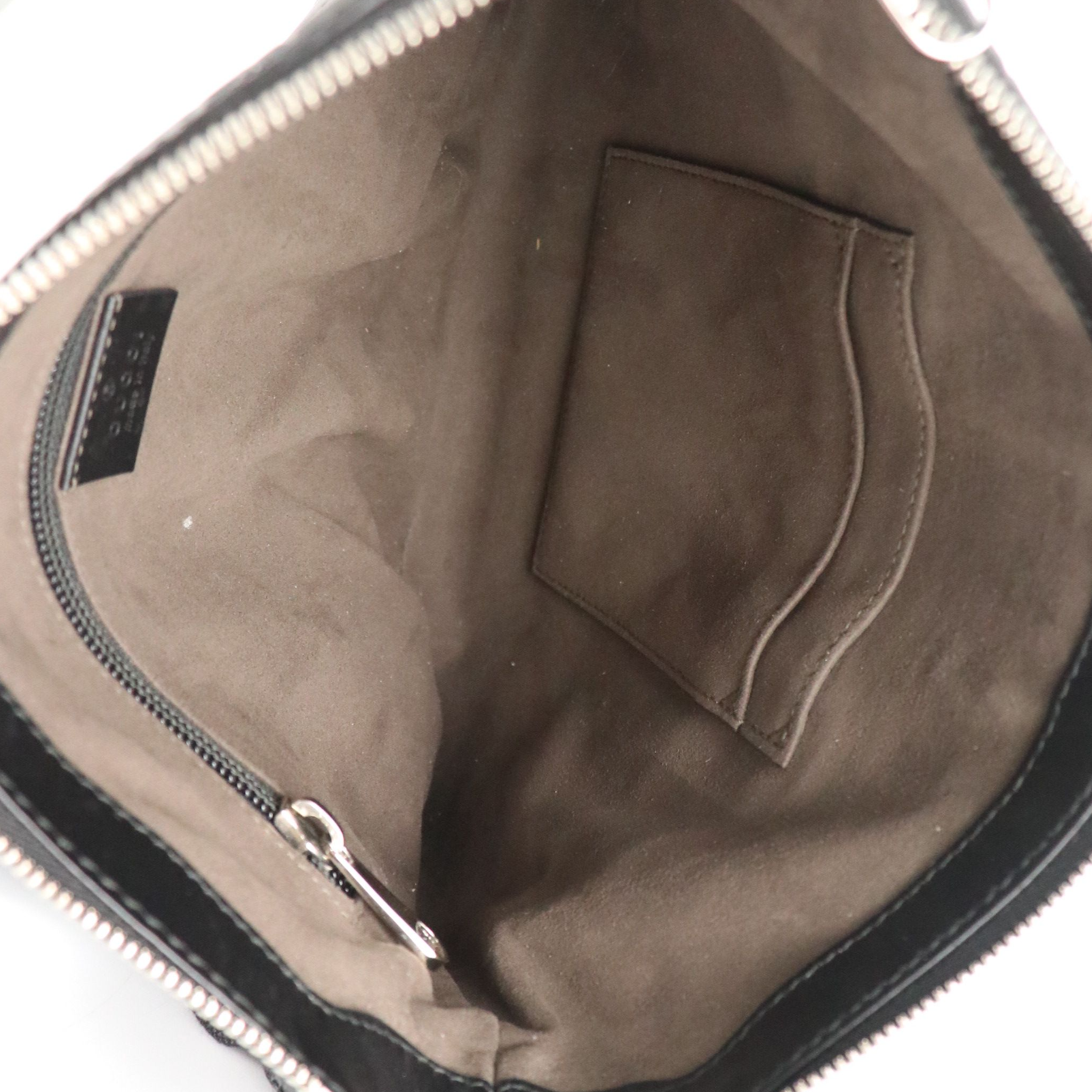 Gucci Black Guccissima and Smooth Leather Medium Front Zip Crossbody Bag