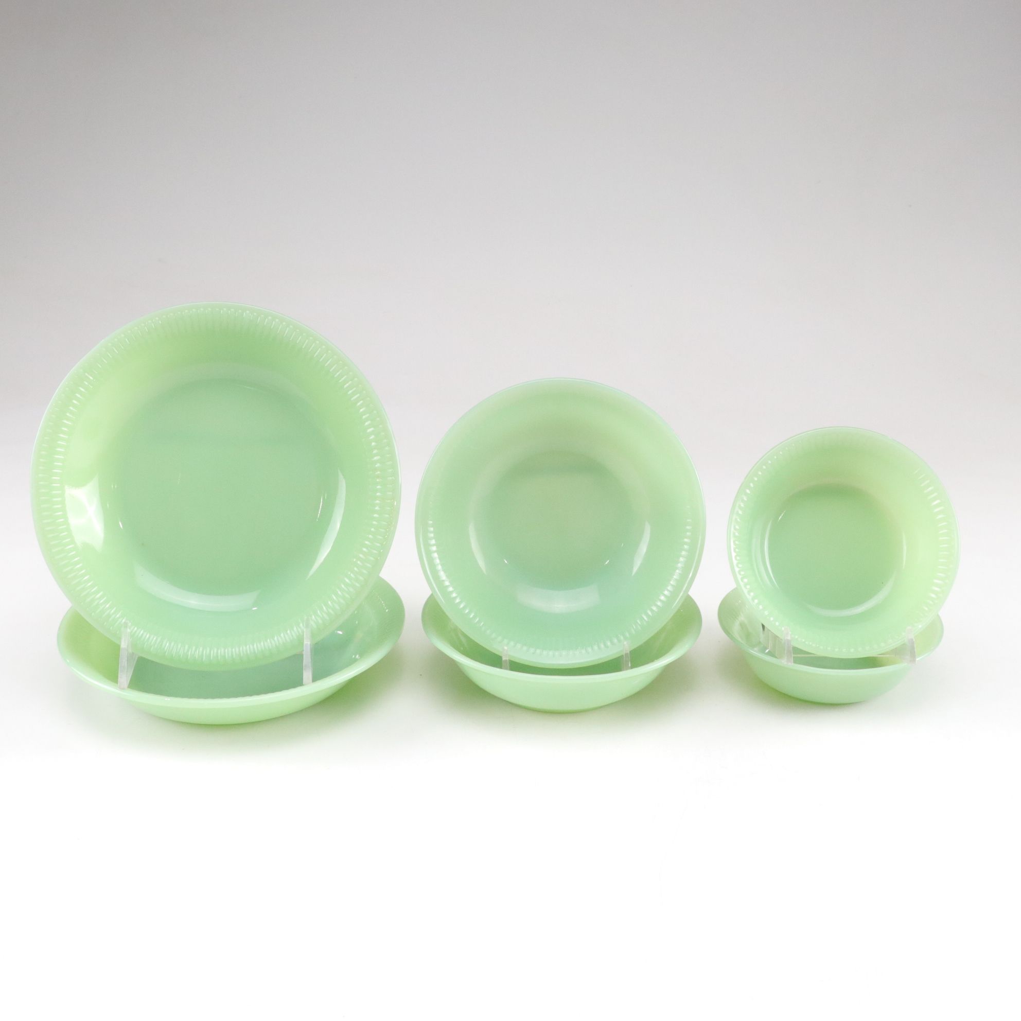 Anchor Hocking Fire-King "Jane Ray" Jadeite Dinnerware Collection