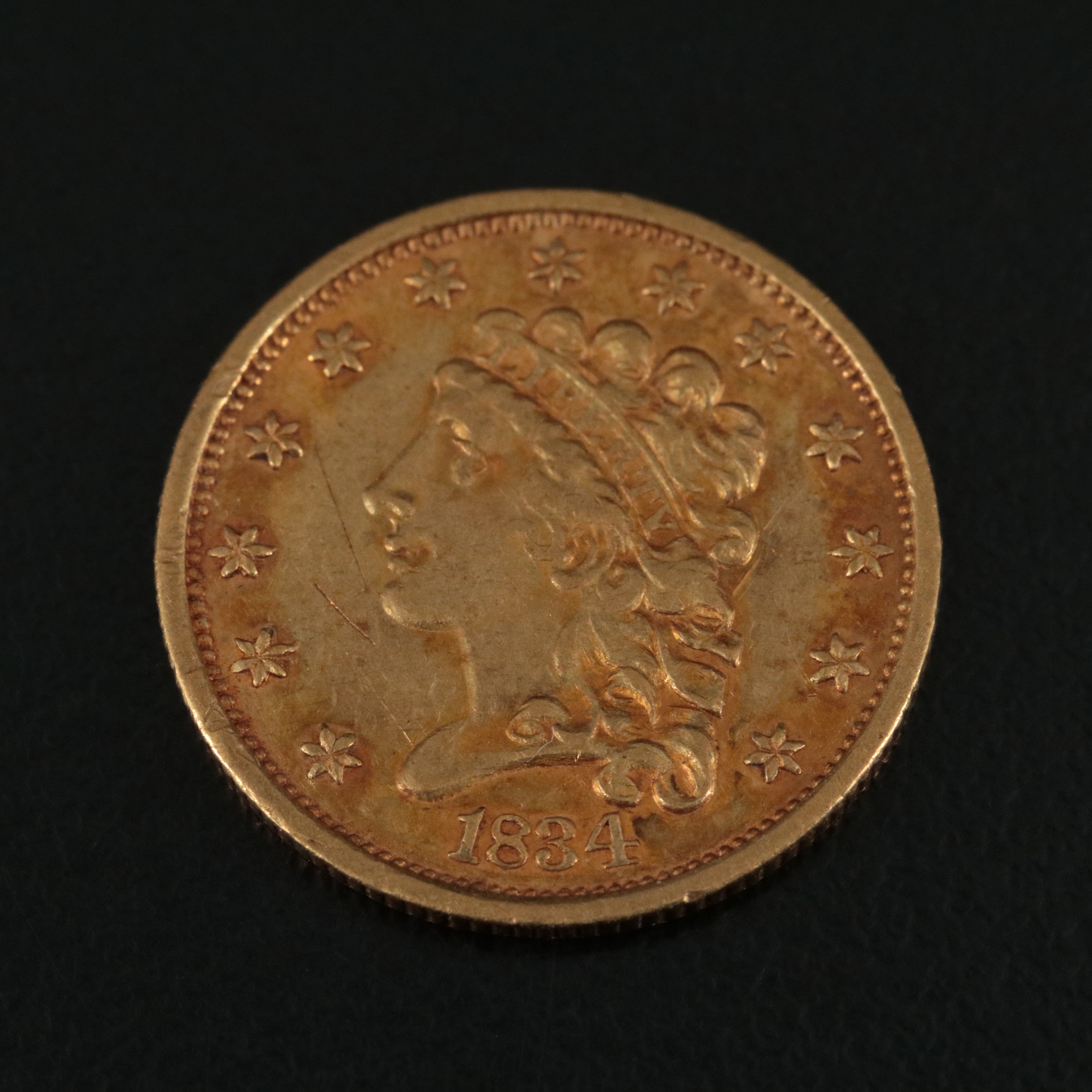 1836 U.S. Classic Head Two and One Half Dollar Gold Coin