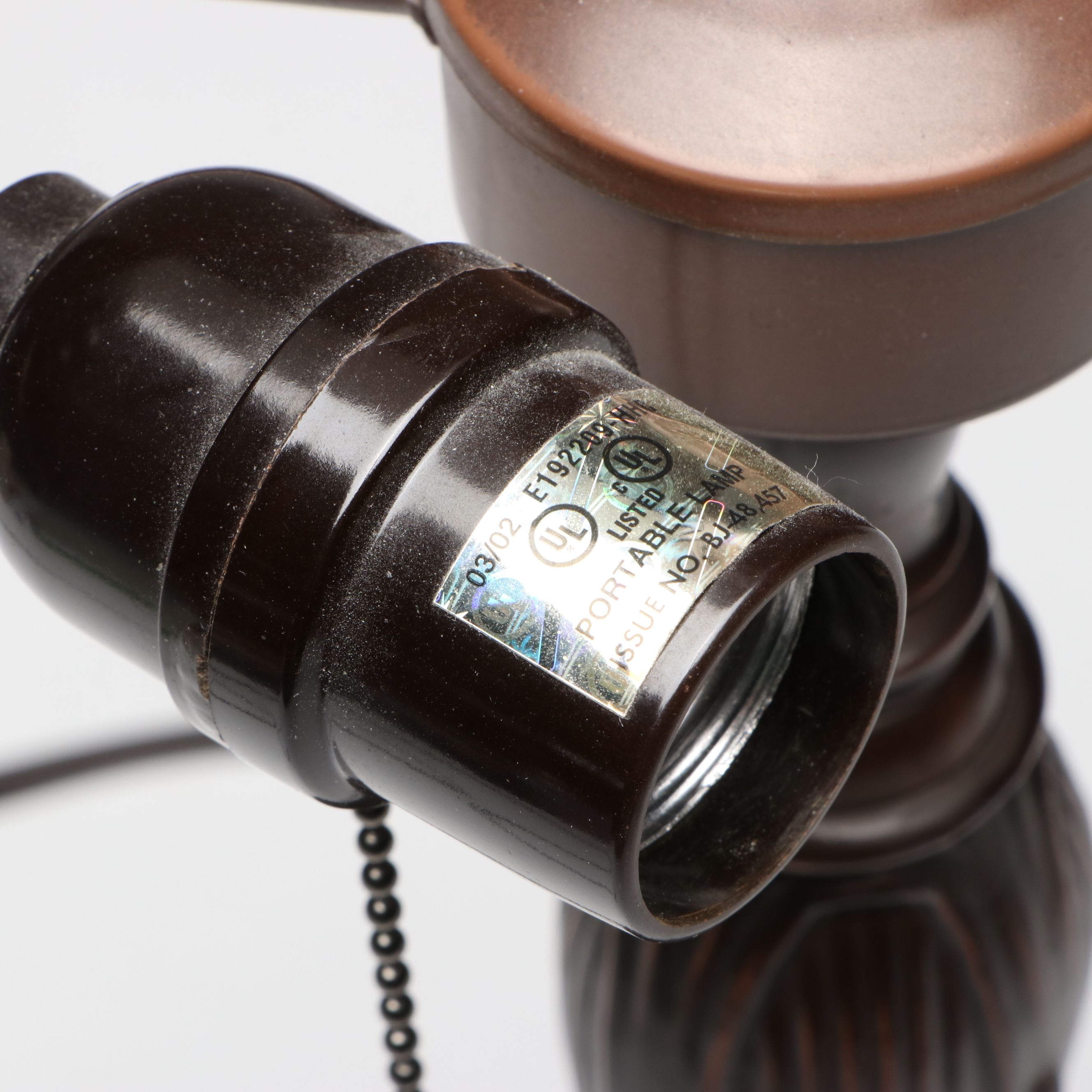 Art Nouveau Cast Metal Table Lamp with Dragonfly Slag Glass Shade