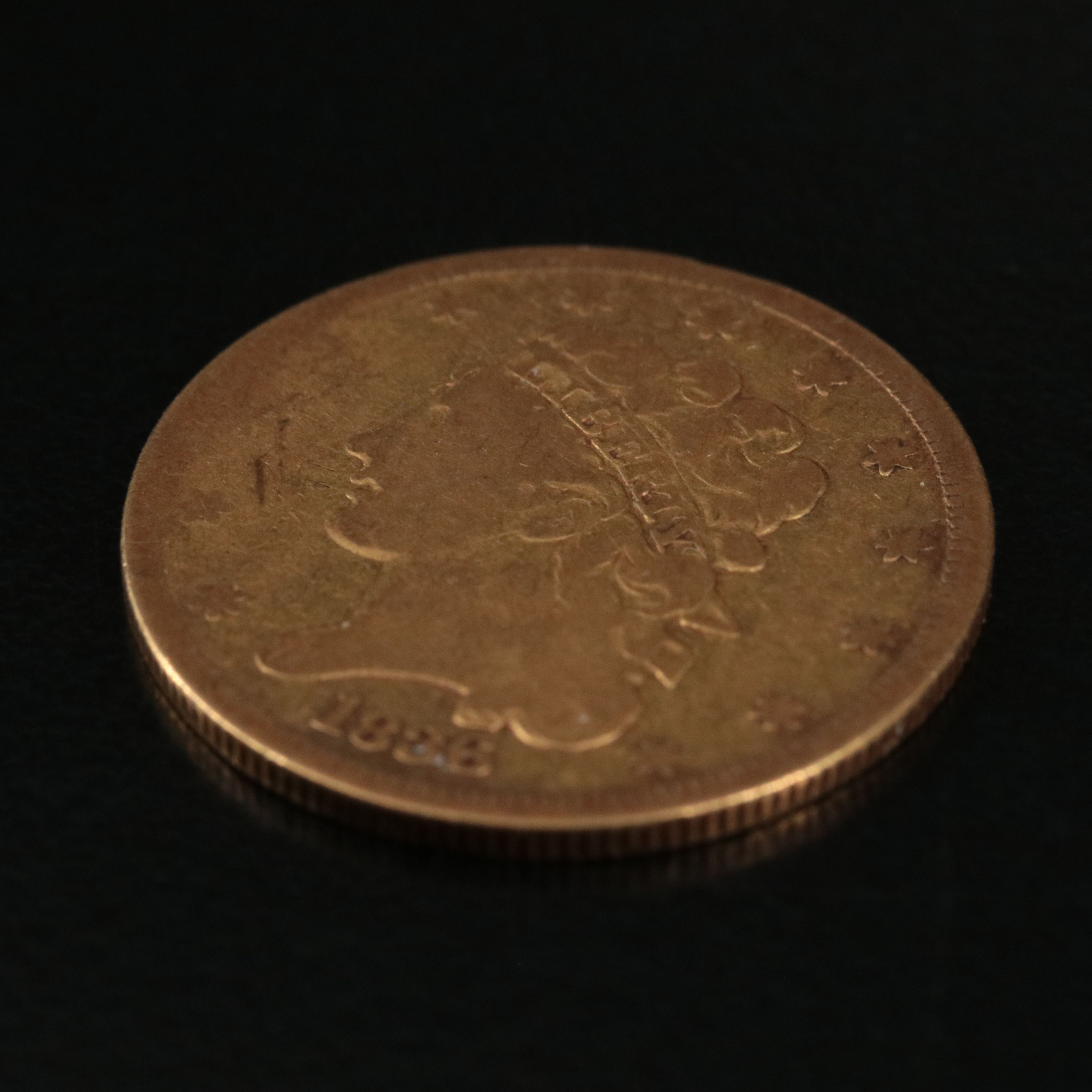 1836 U.S. Classic Head Five Dollar Gold Coin