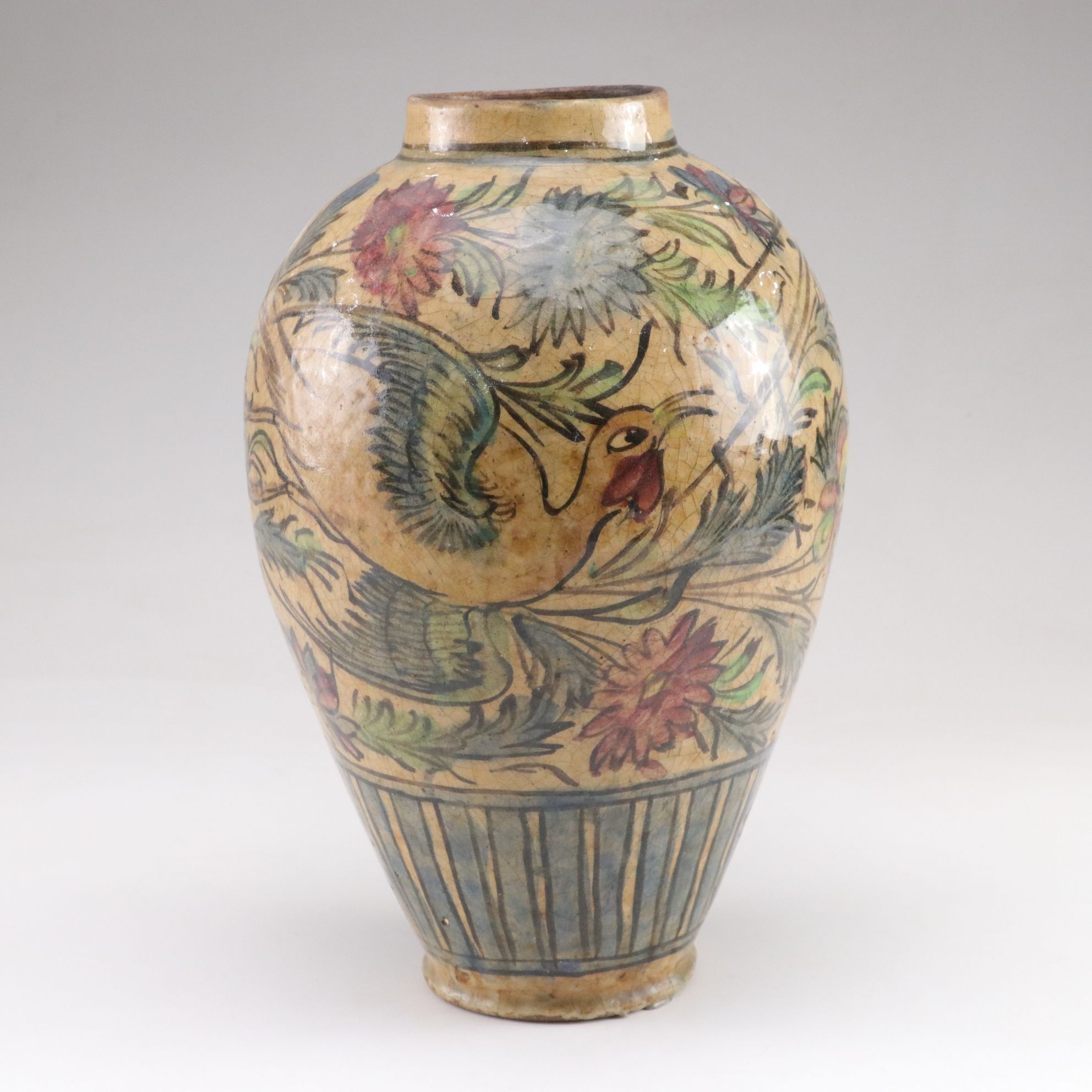 Persian Qajar Style Pottery Vase, 19th-20th C.