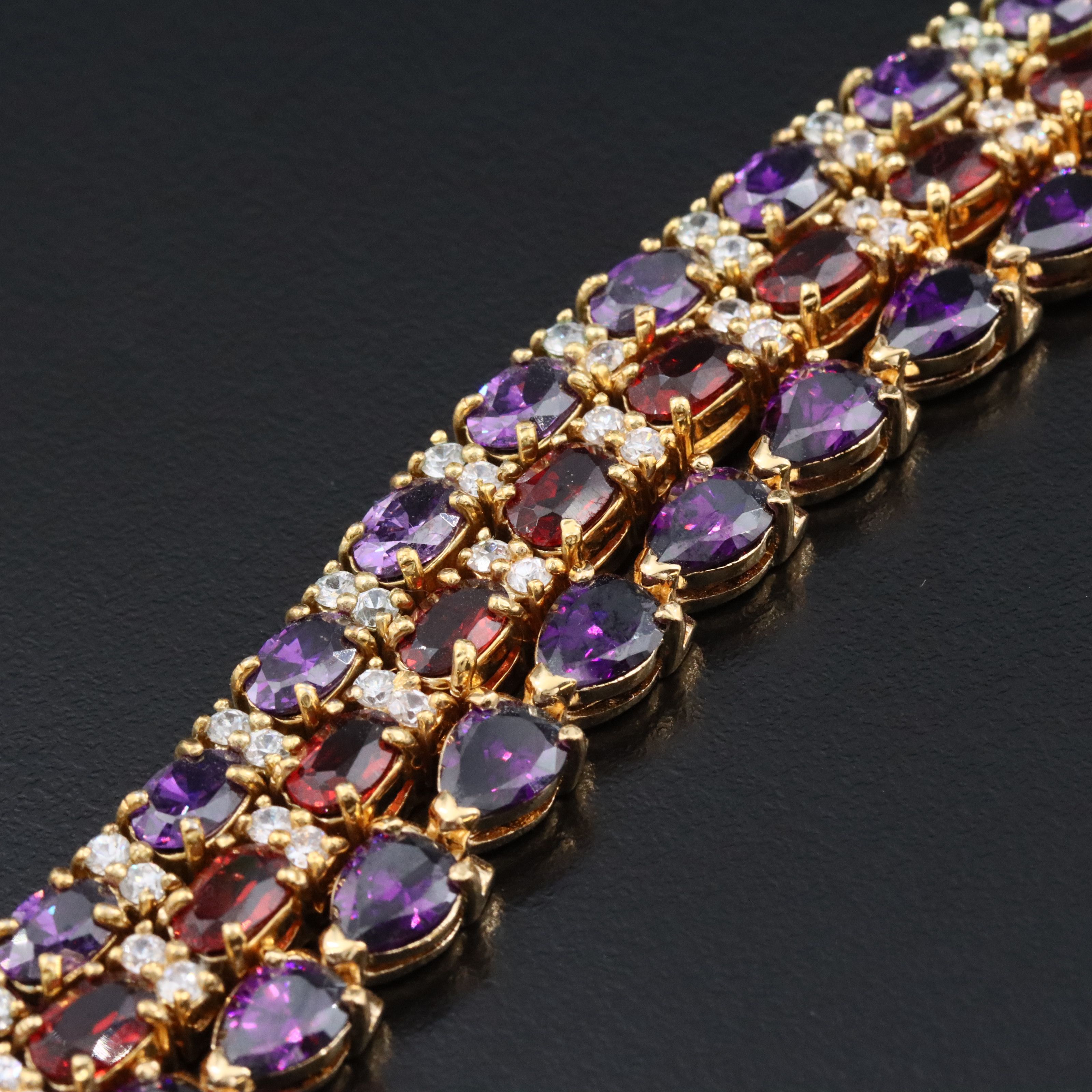 Sterling Garnet and CZ Bracelets