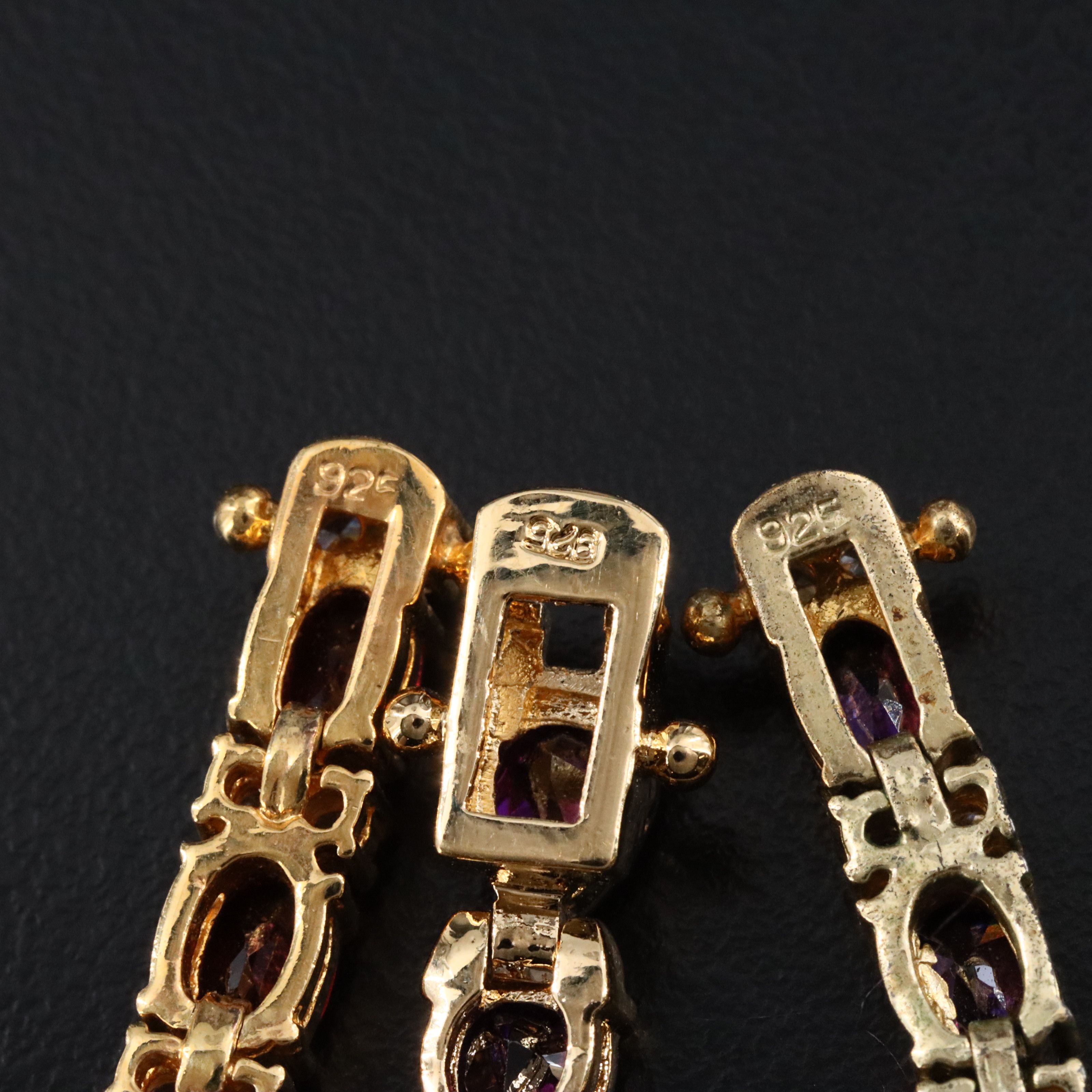 Sterling Garnet and CZ Bracelets