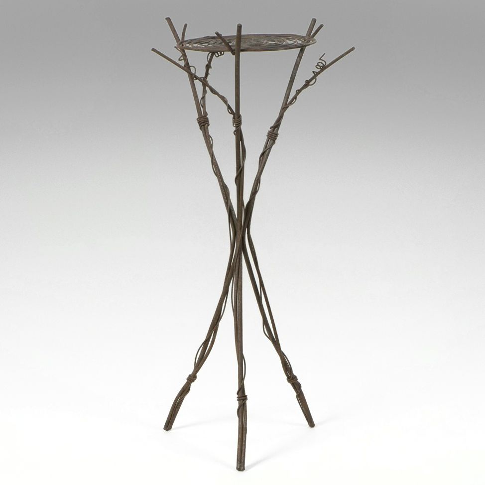 Brutalist Hand-Wrought Iron Rebar Pedestal