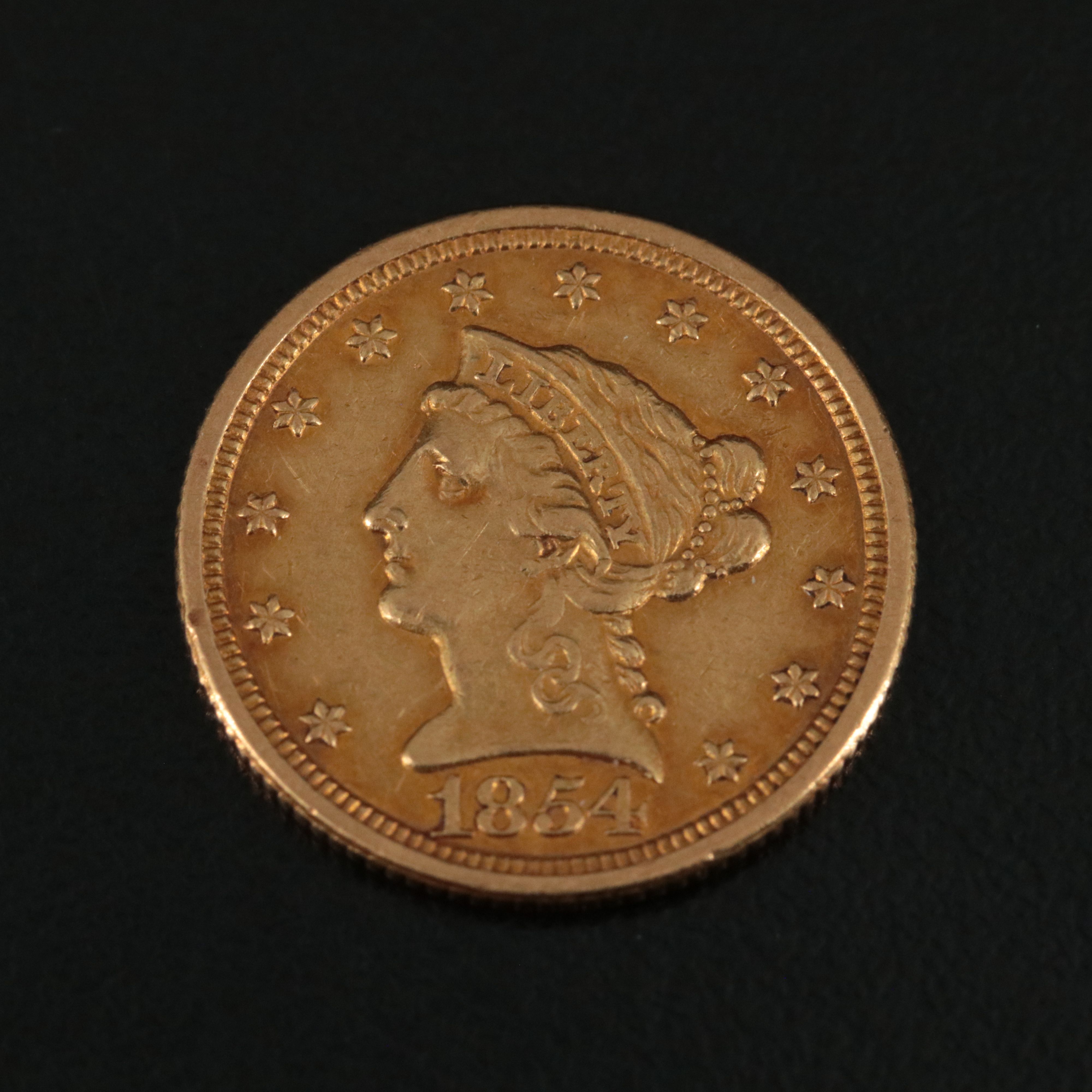 1854-O Liberty Head $2.50 Gold Quarter Eagle