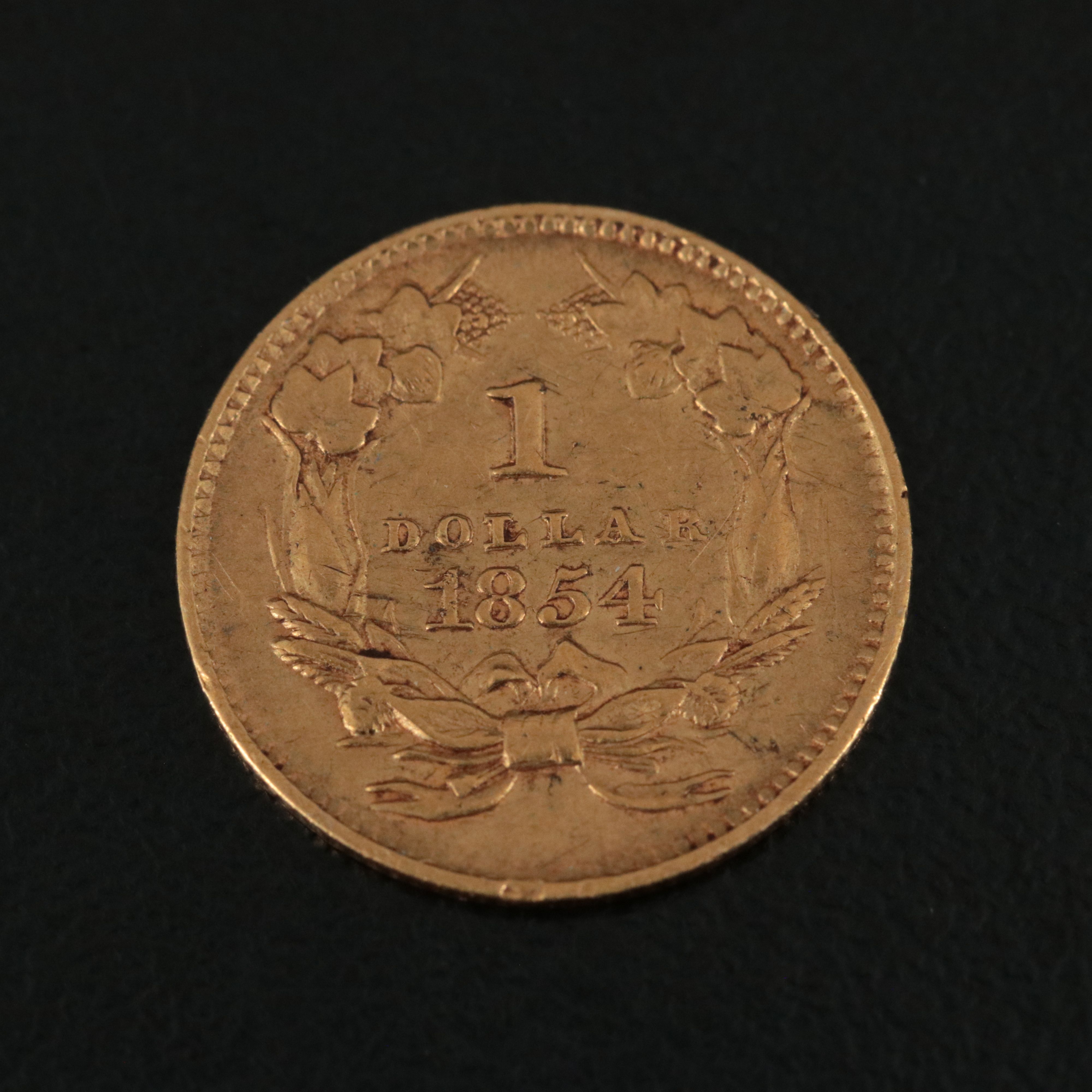 1854 Small Indian Princess Head Type II Gold Dollar