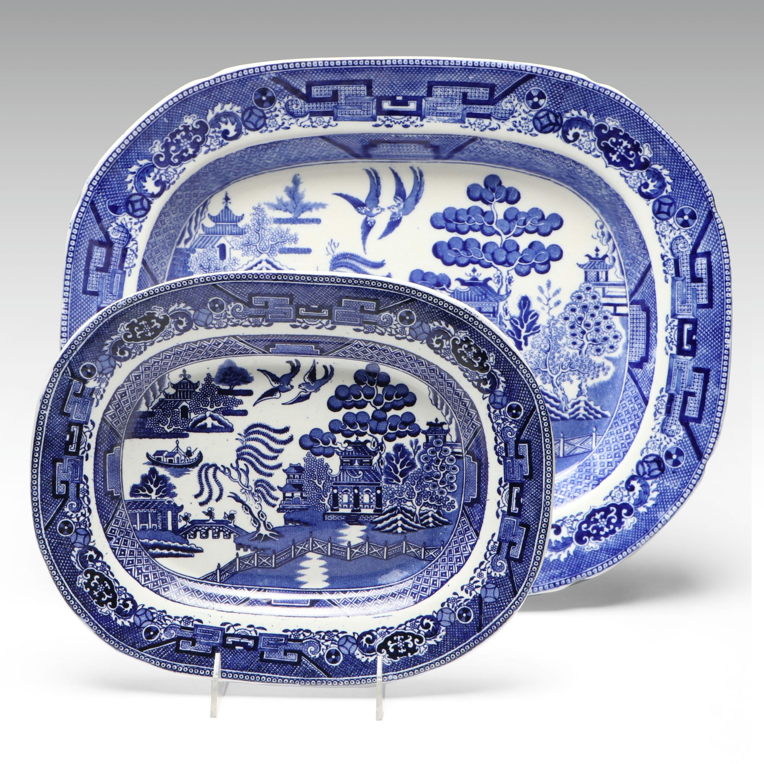 Newport Pottery Co. "Willow" Earthenware Platters, Early 20th Century