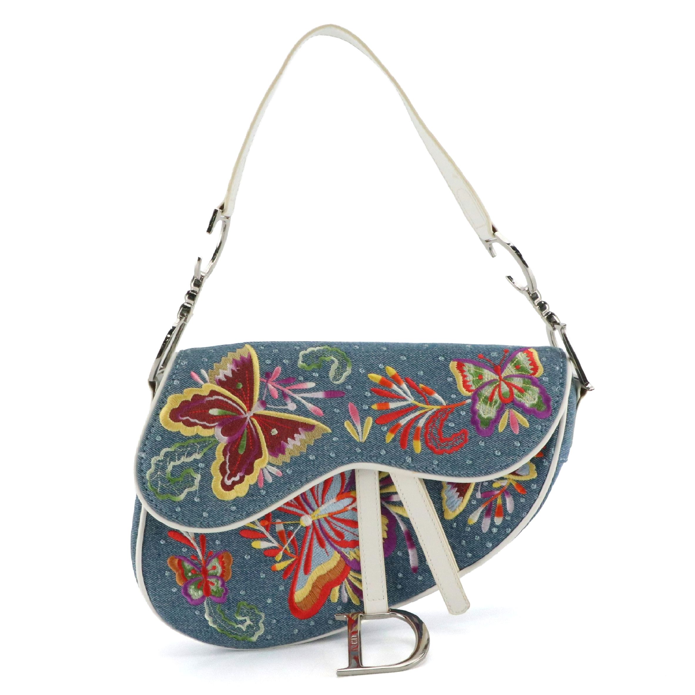 Christian Dior Butterfly Embroidered Saddle Bag