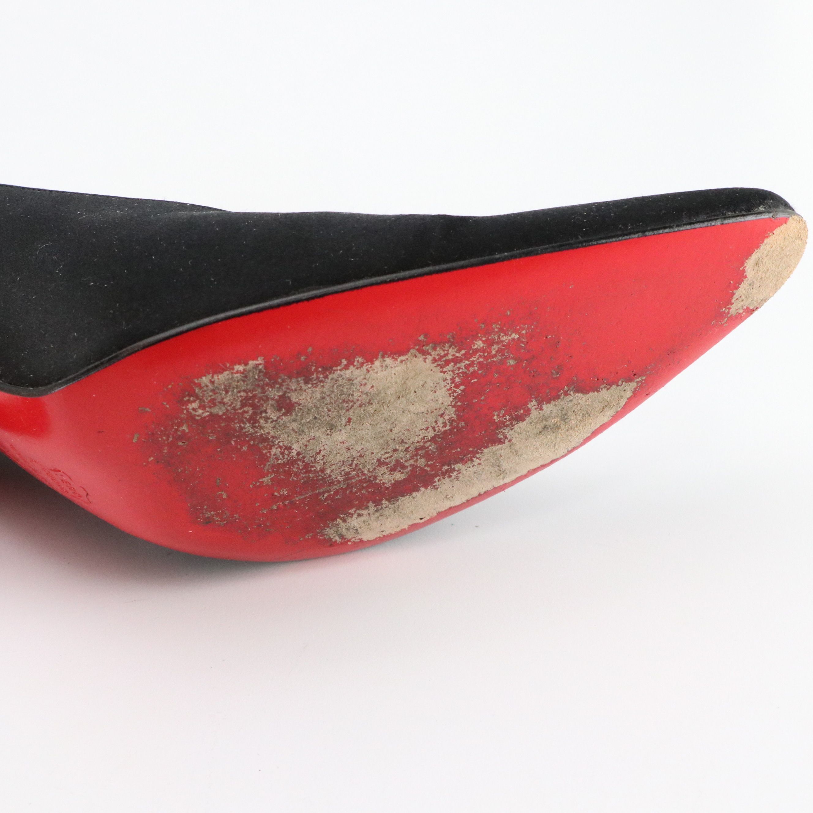 Christian Louboutin Pointed-Toe Judith Pumps in Black Satin, With Box