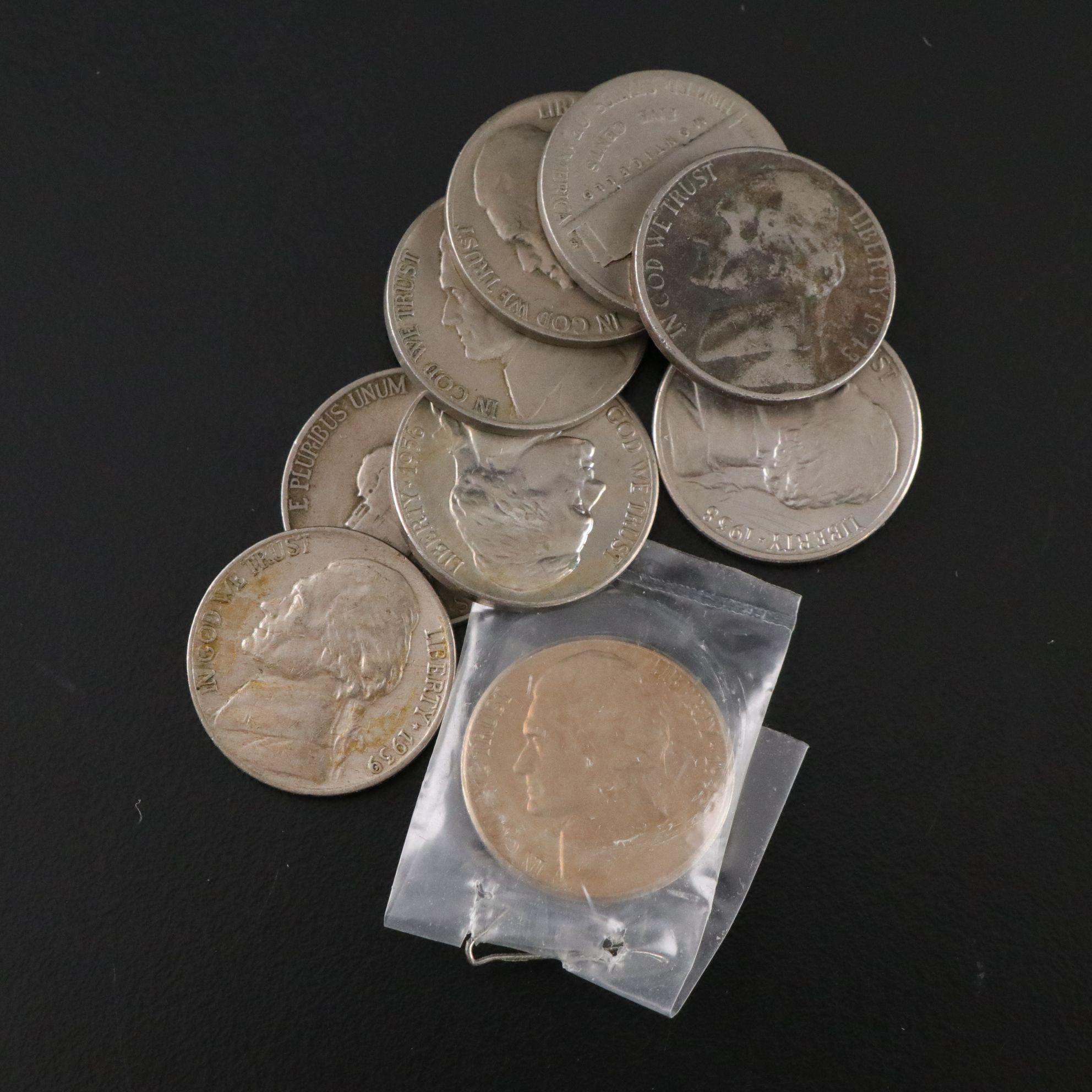 One Hundred and Forty Jefferson Nickels Including WWII-Era Silver Coins