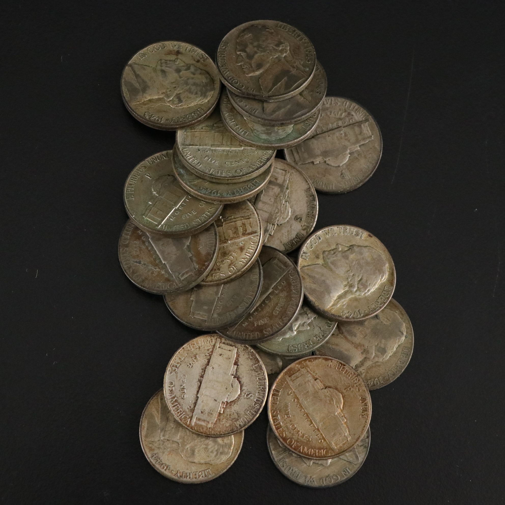 One Hundred and Forty Jefferson Nickels Including WWII-Era Silver Coins