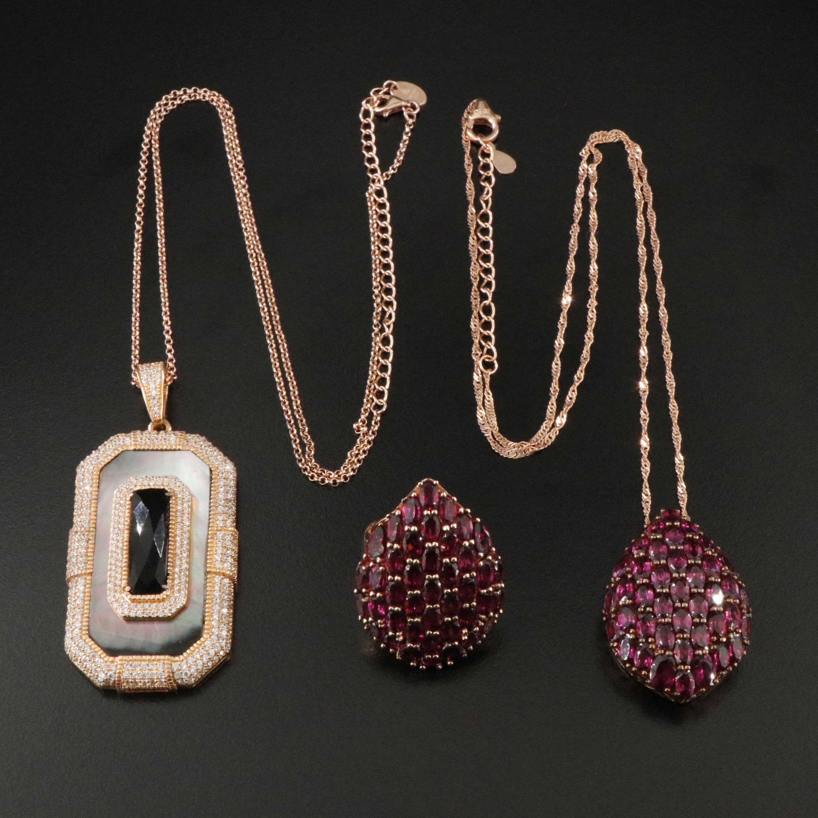 Sterling Jewelry Collection featuring Garnet, Mother of Pearl, and CZ