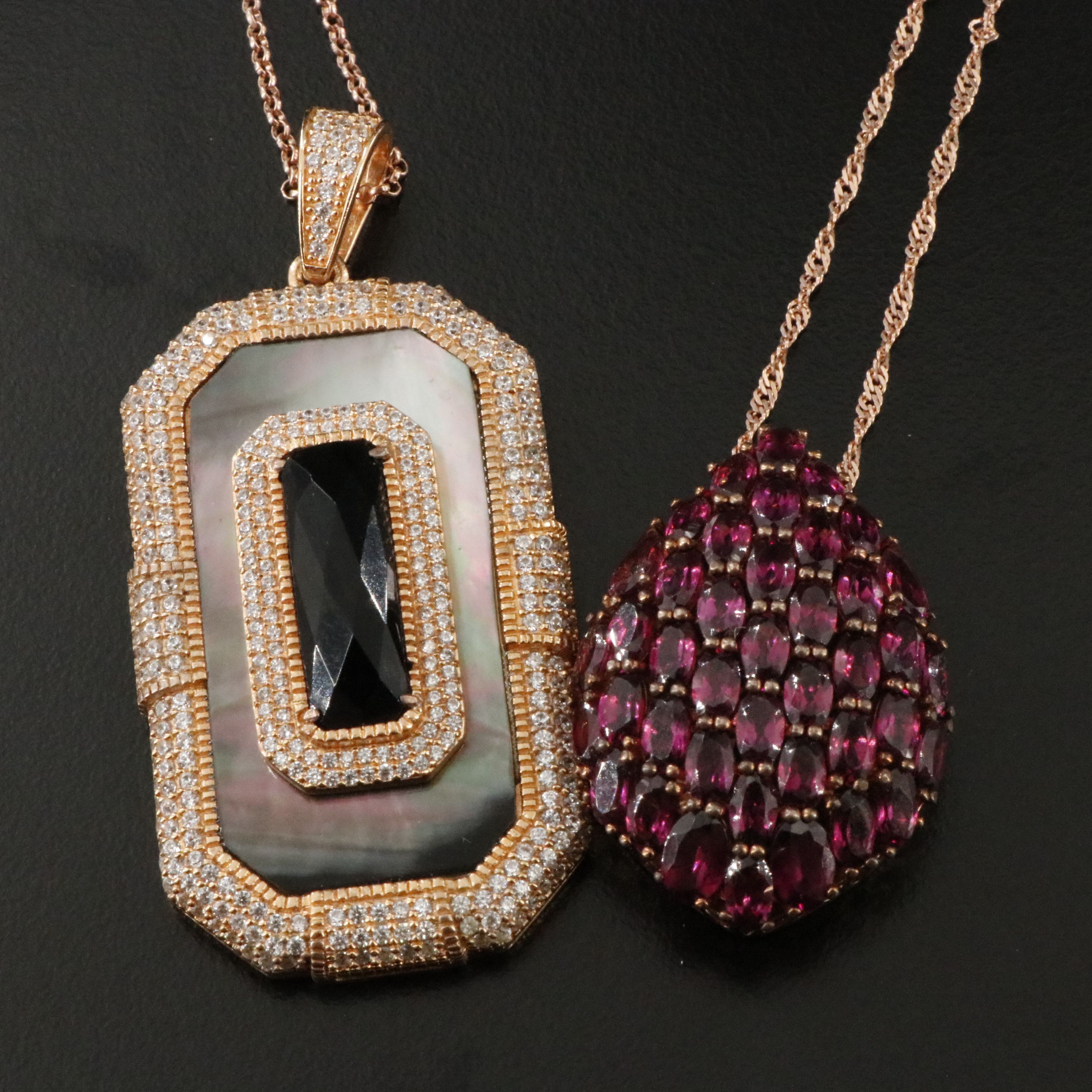 Sterling Jewelry Collection featuring Garnet, Mother of Pearl, and CZ