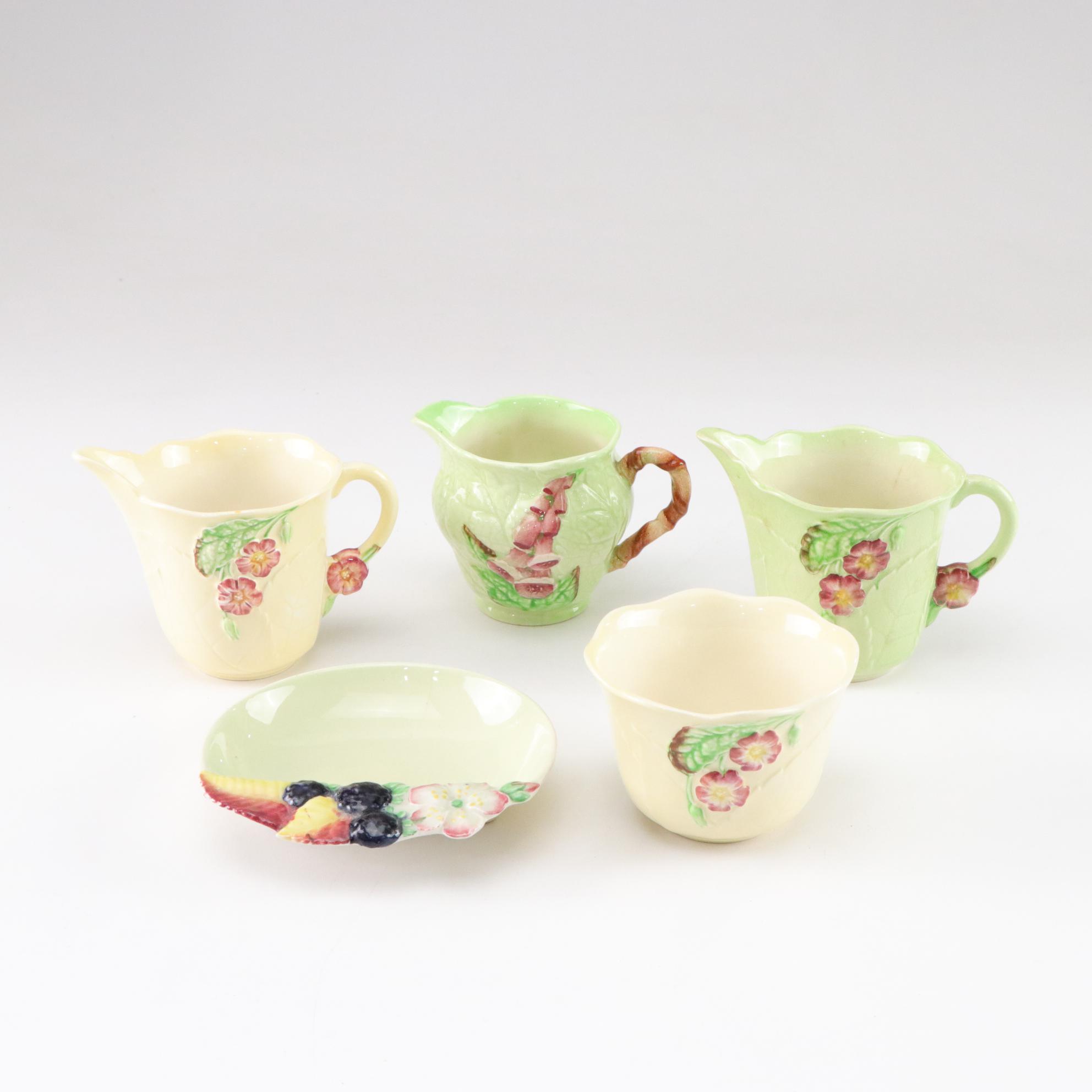 English Carlton Ware "Primula" and "Blackberry" Pitchers & Dishes, 1950s