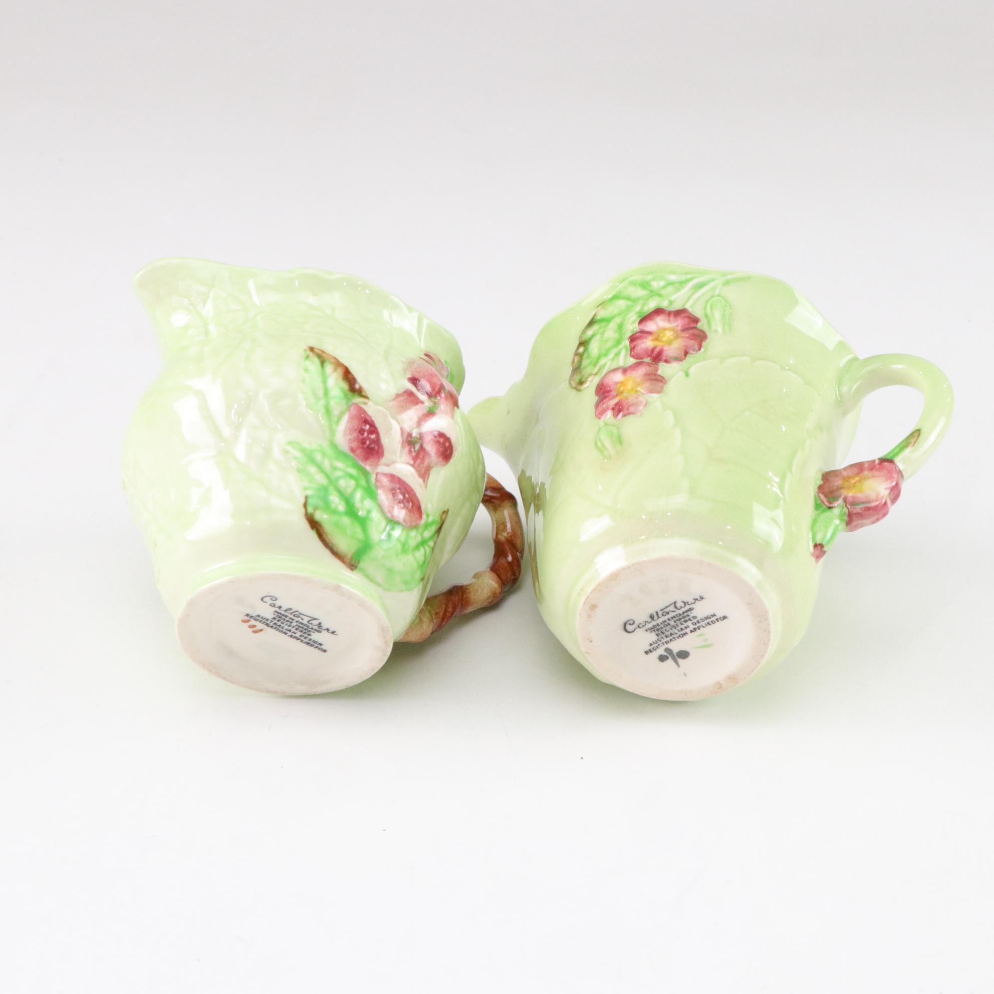 English Carlton Ware "Primula" and "Blackberry" Pitchers & Dishes, 1950s