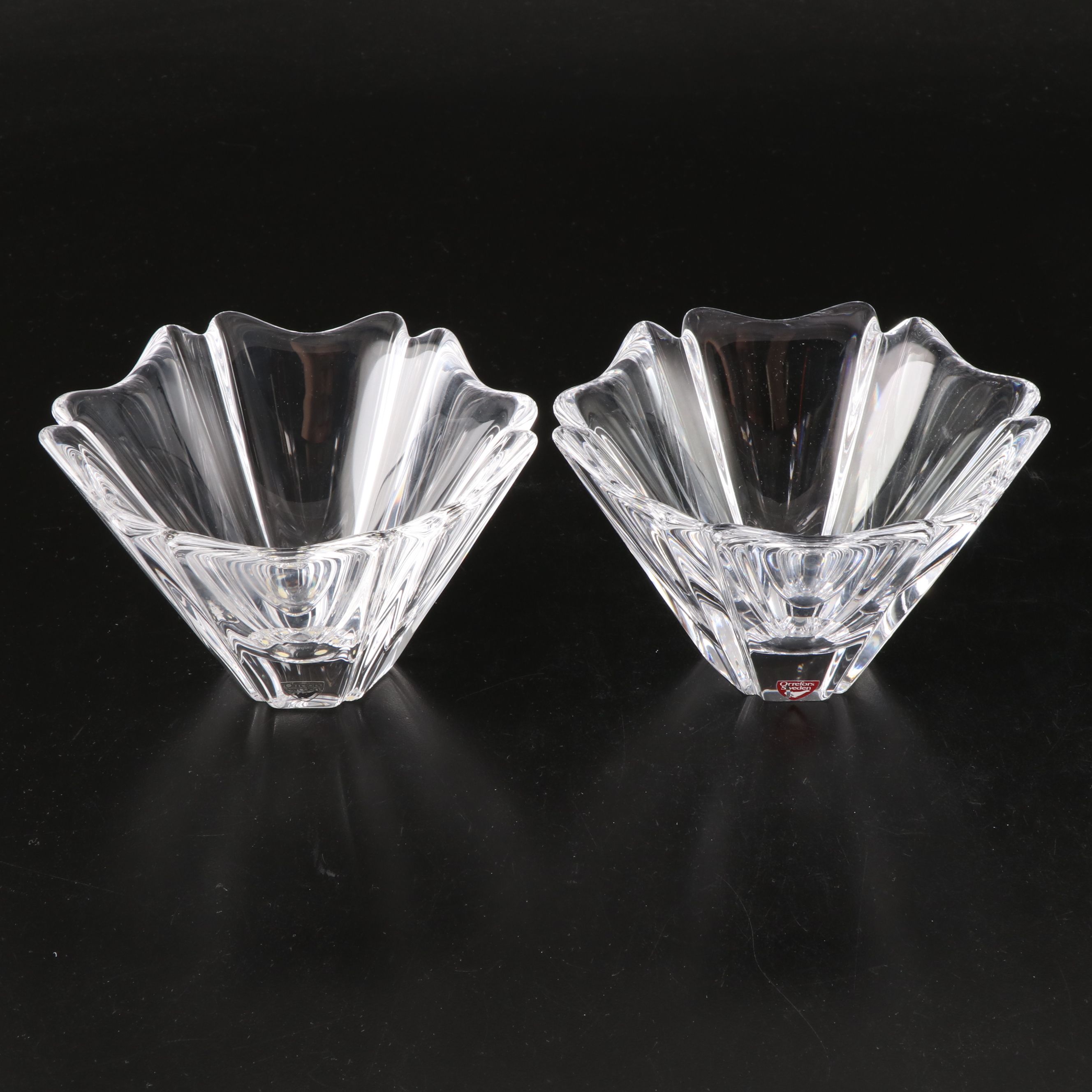 Lars Hellsten for Orrefors "Orion" Round Crystal Bowls