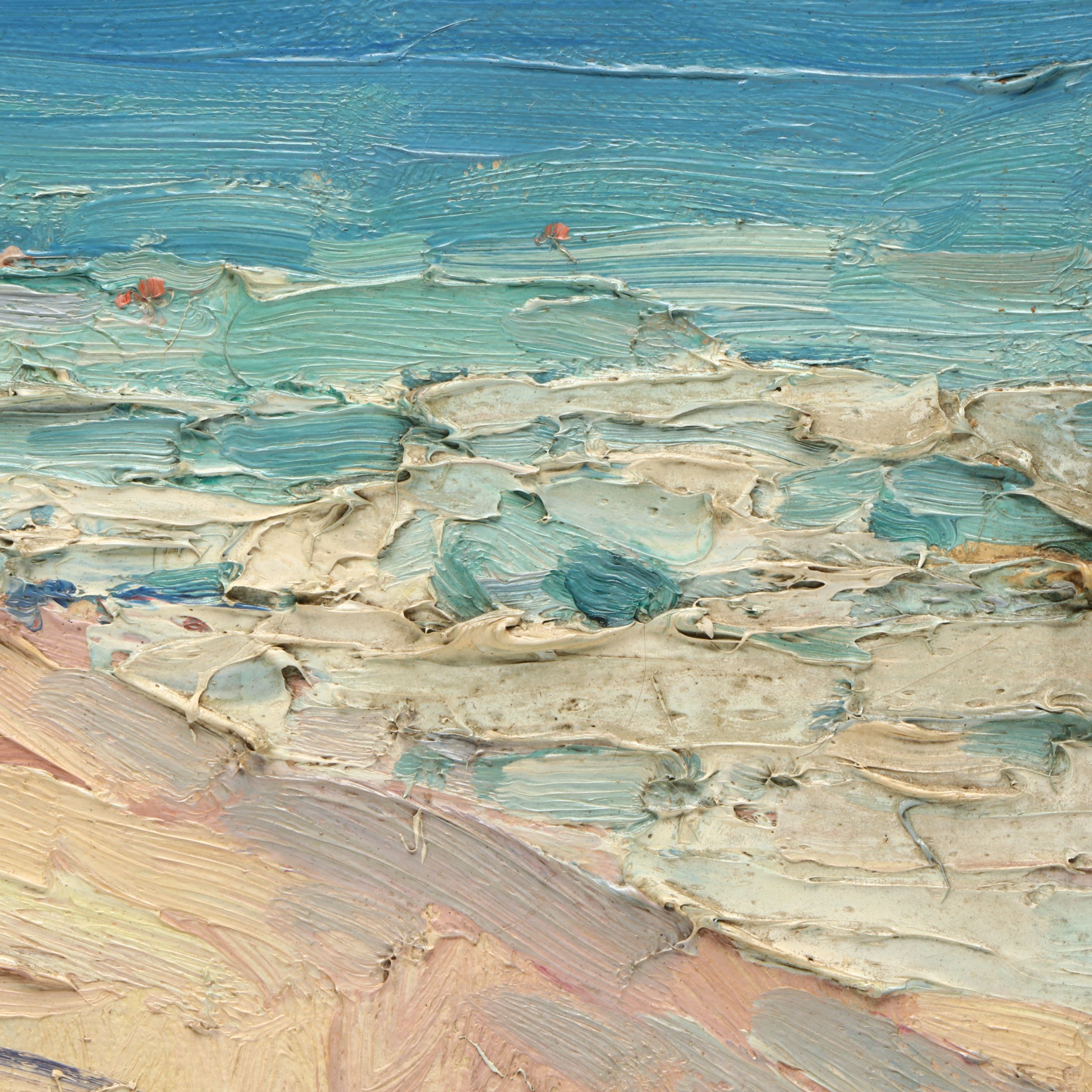 Frank Swift Chase Post-Impressionist Oil Painting of Beach Scene, Early 20th C.