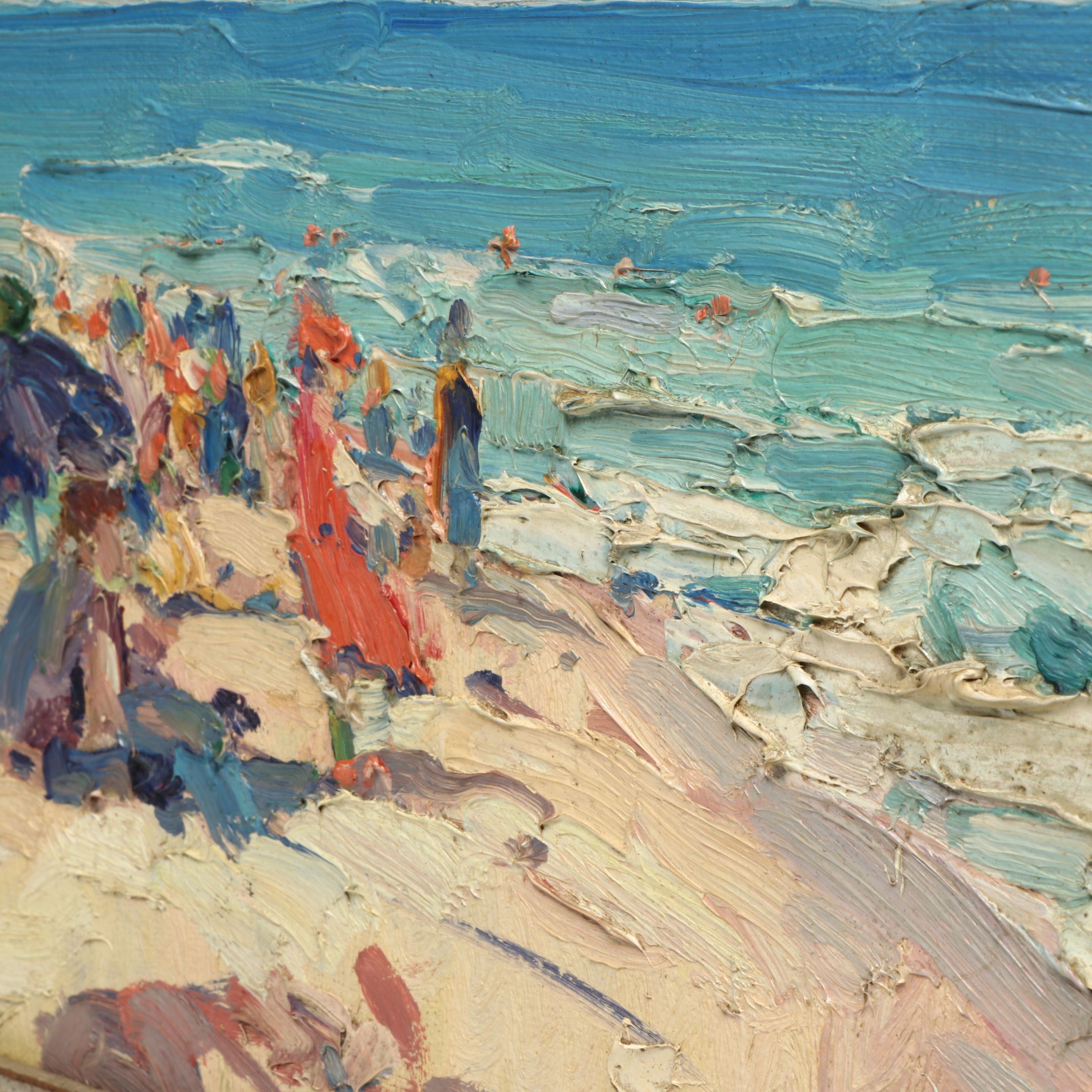 Frank Swift Chase Post-Impressionist Oil Painting of Beach Scene, Early 20th C.