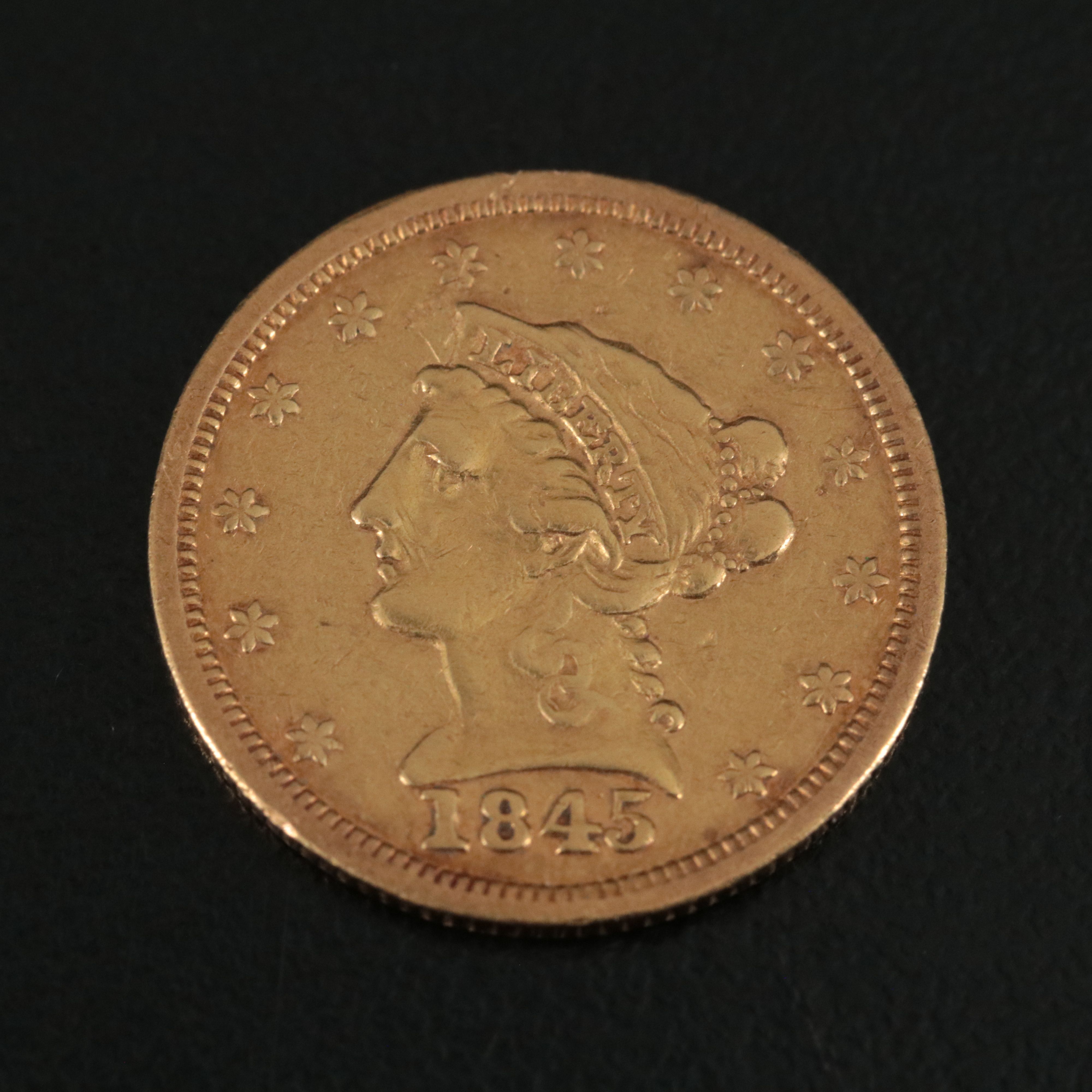 1845 Liberty Head $2.50 Gold Quarter Eagle