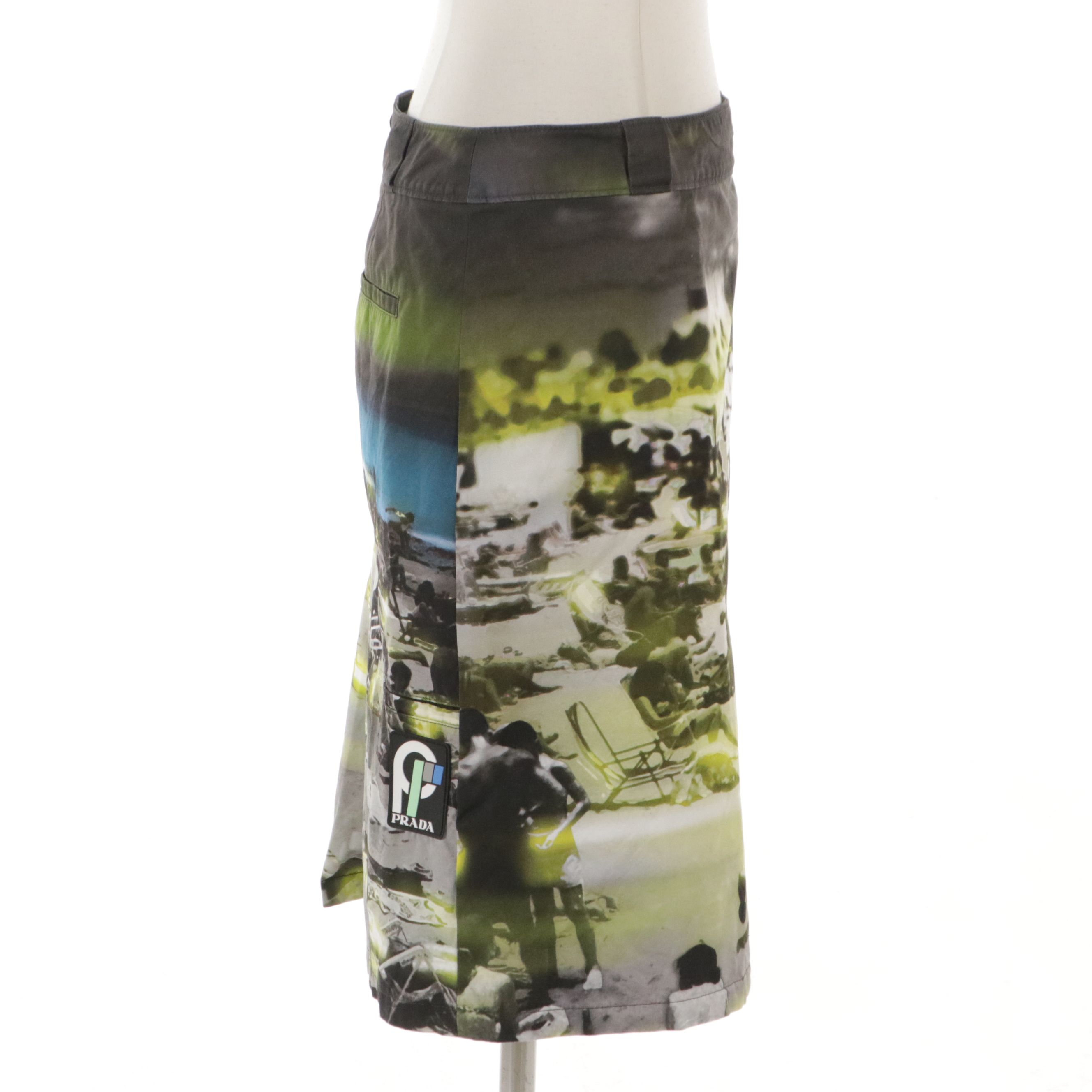 Prada PF 18 Beach Scene Print Wrap Skirt