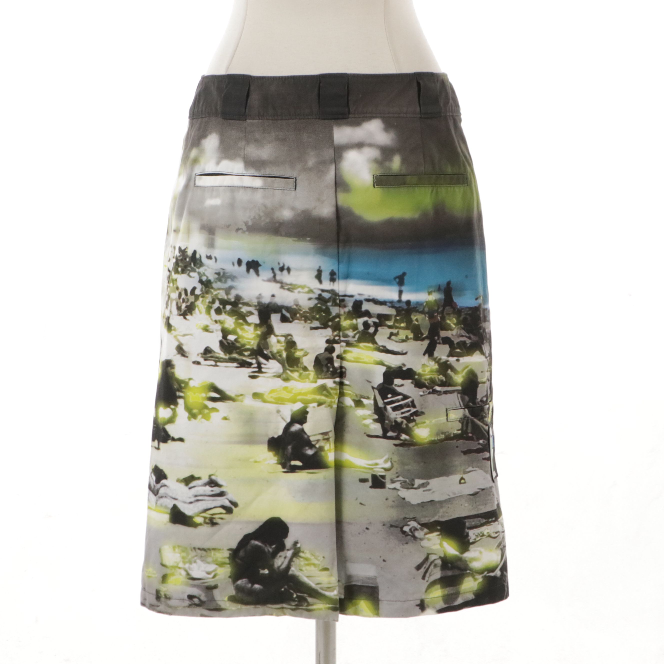 Prada PF 18 Beach Scene Print Wrap Skirt